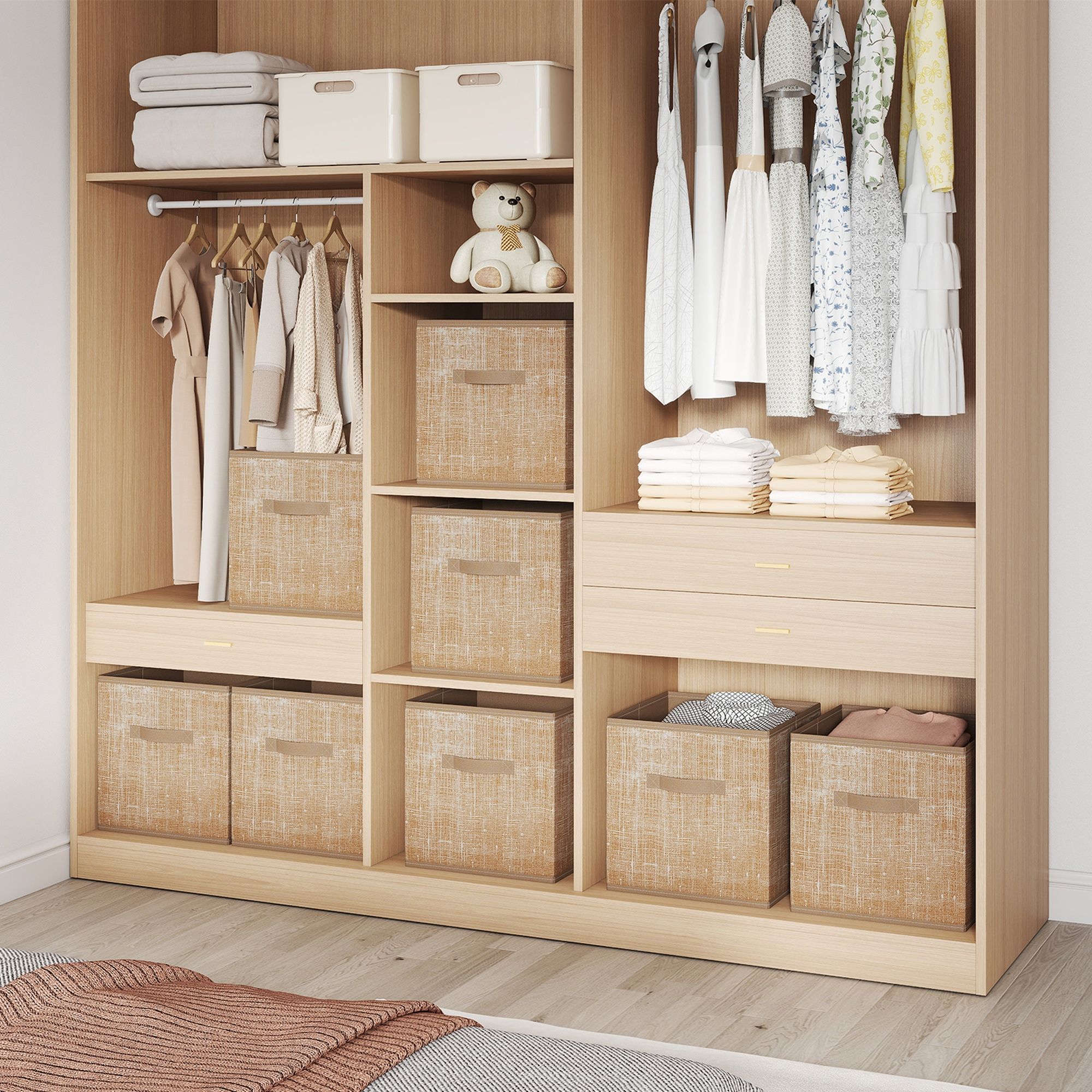 Songmics UROB833K03 Cubi Tessuto Beige 8 Pezzi