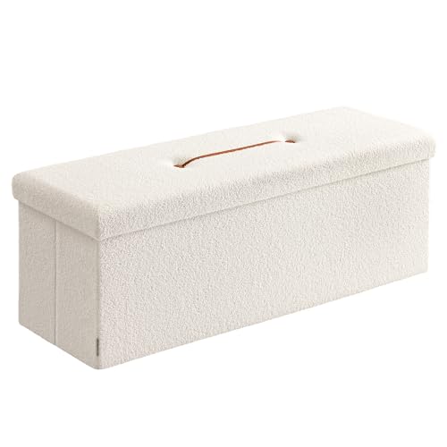 Songmics LSF097W01V1 pouf contenitore bianco crema 110 cm