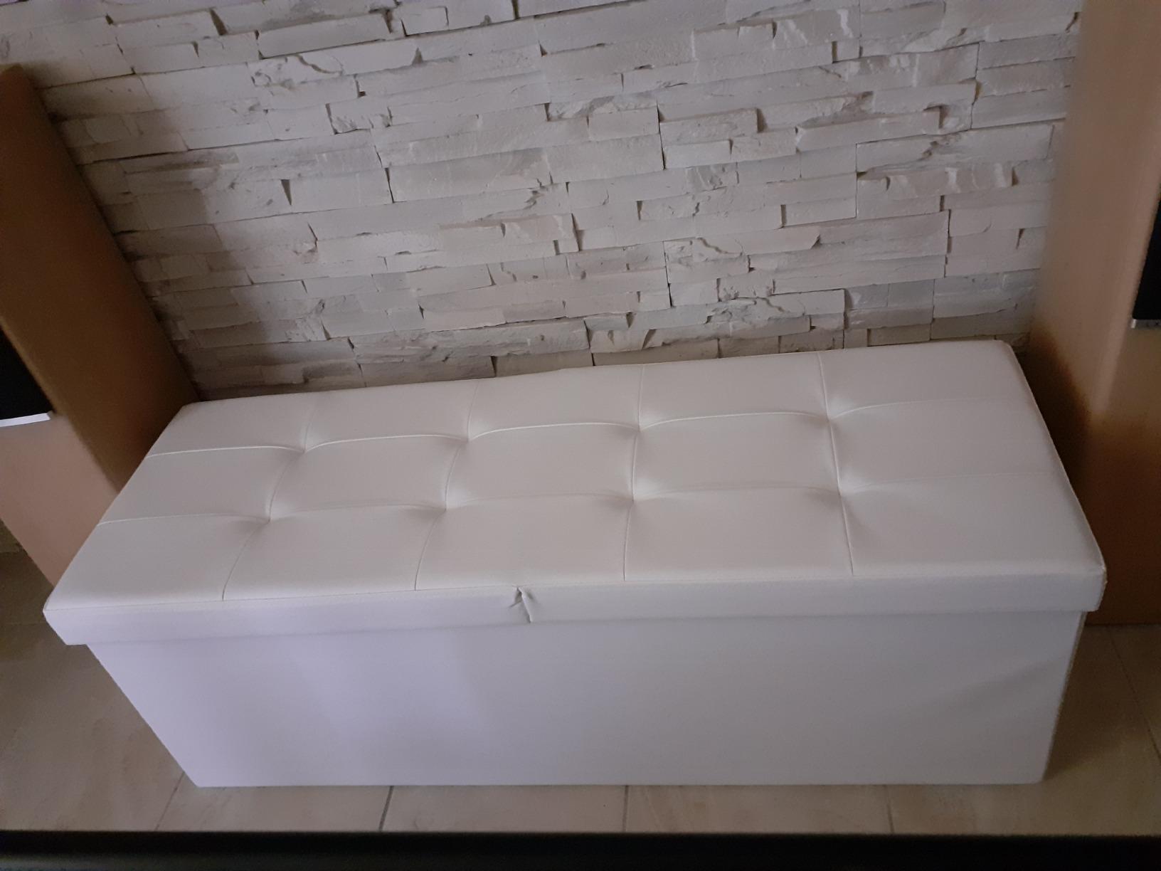 Songmics LSF75WT pouf contenitore bianco 110 cm pieghevole