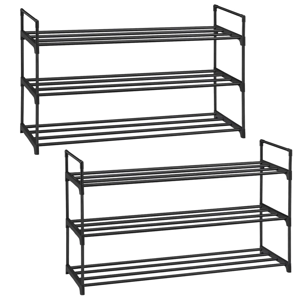 Songmics Scarpiera 3 Ripiani Portascarpe Metallo Set 2 Pezzi Salvaspazio