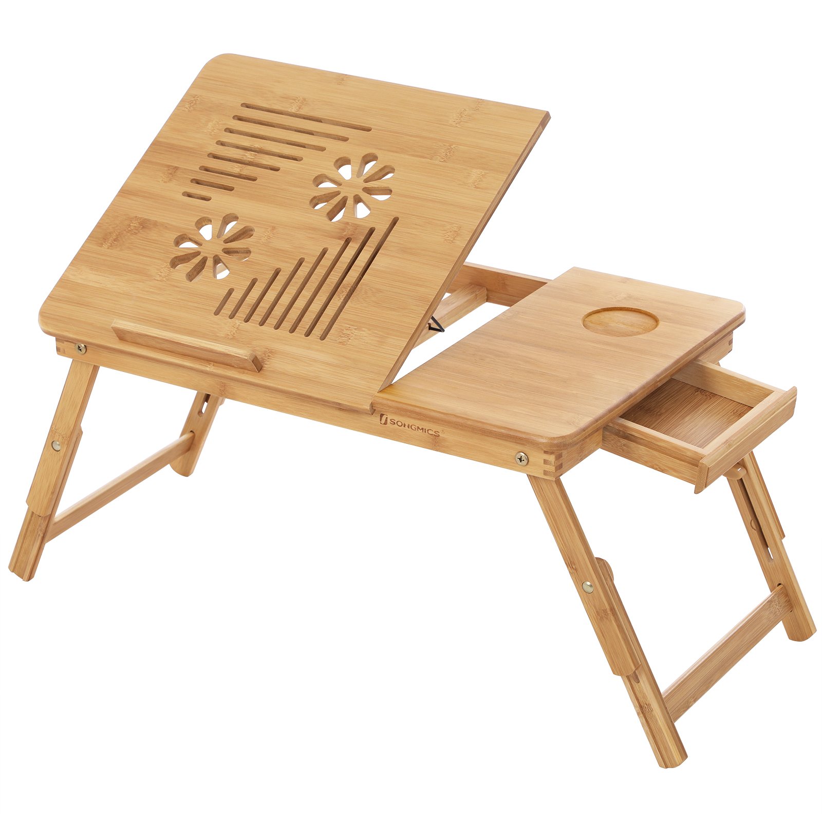 Songmics LLD002 Tavolino Laptop Bambù Pieghevole 55x35 cm
