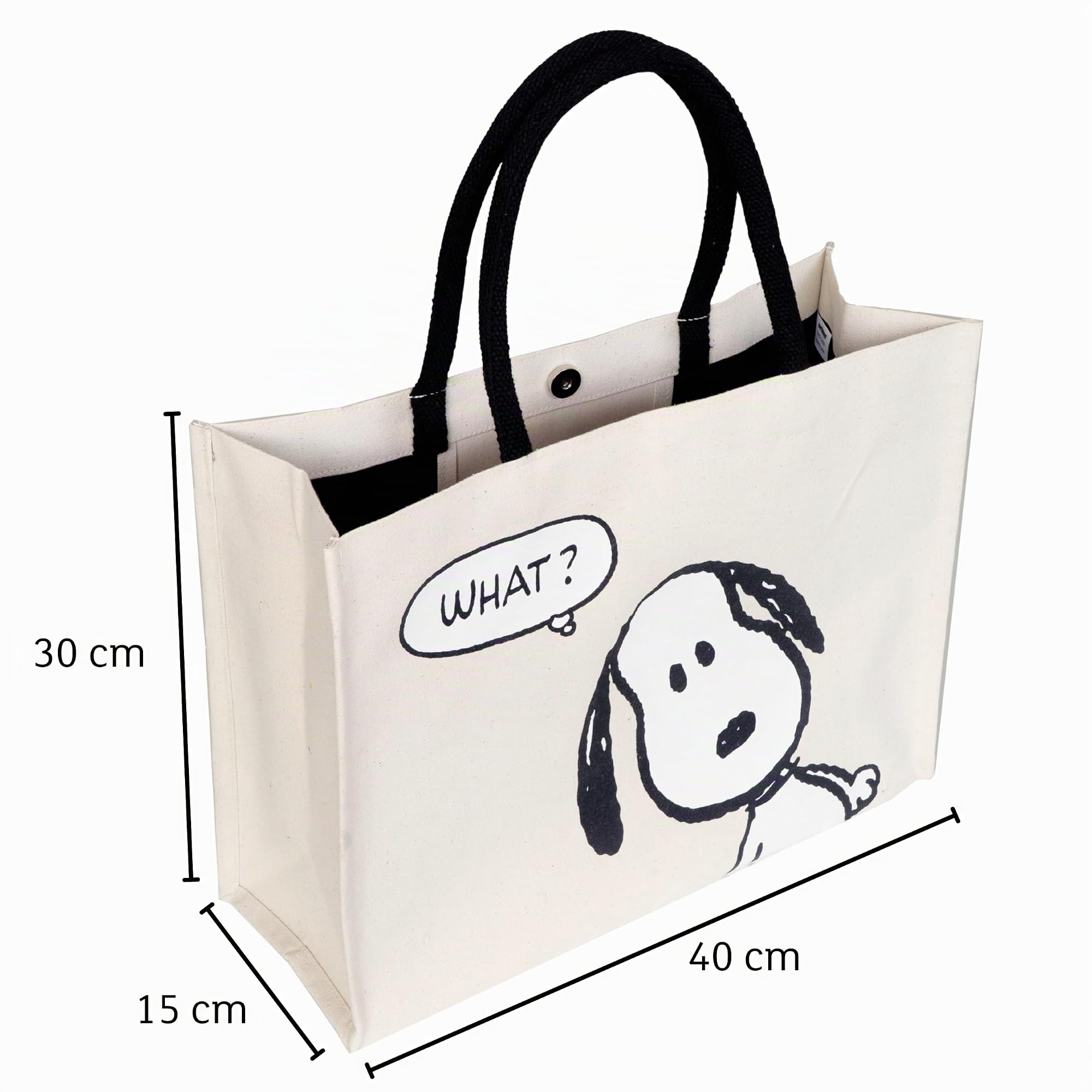 Lavatelli Snoopy Tote Bag Shopper Cotone con Tasca Interna