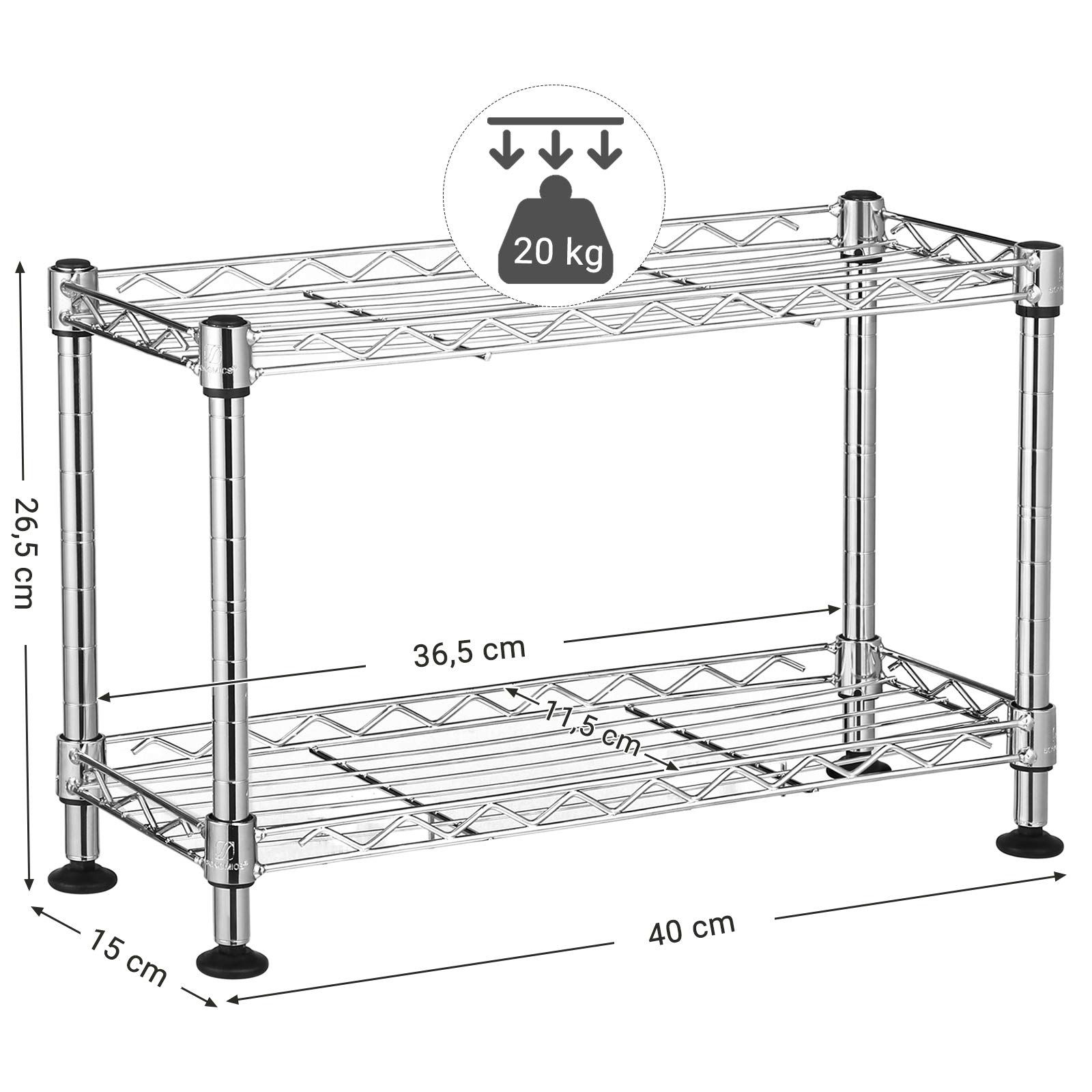 Songmics LGR21SV portaspezie banco argento 40 cm