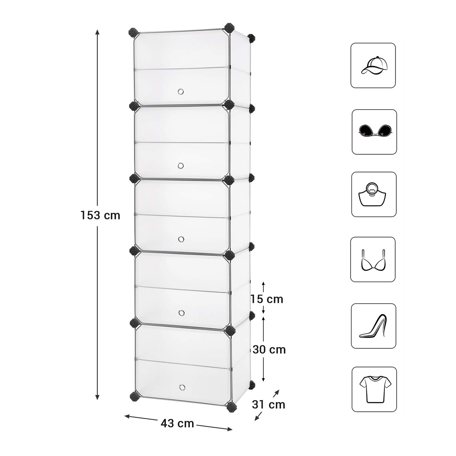 Songmics LPC503W scarpiera 10 ripiani bianco antipolvere