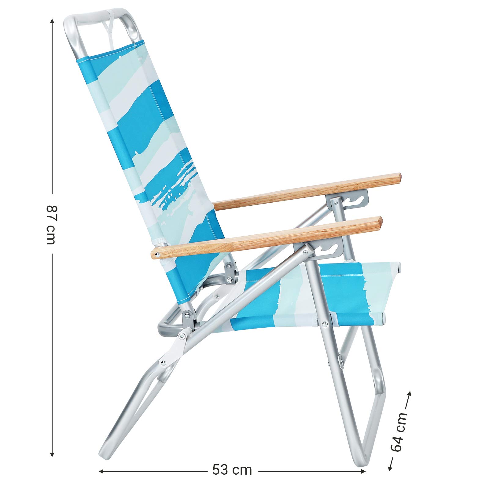 SONGMICS GCB66UW Sedia da Spiaggia a Righe Blu Verde Bianco