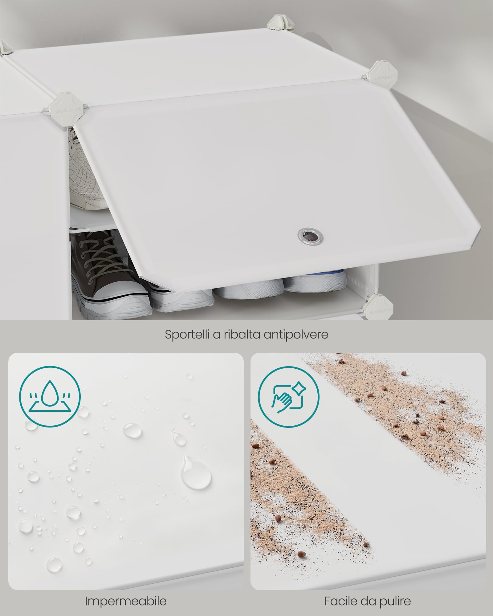 Songmics LPC040W02 scarpiera 12 scomparti bianco nuvola