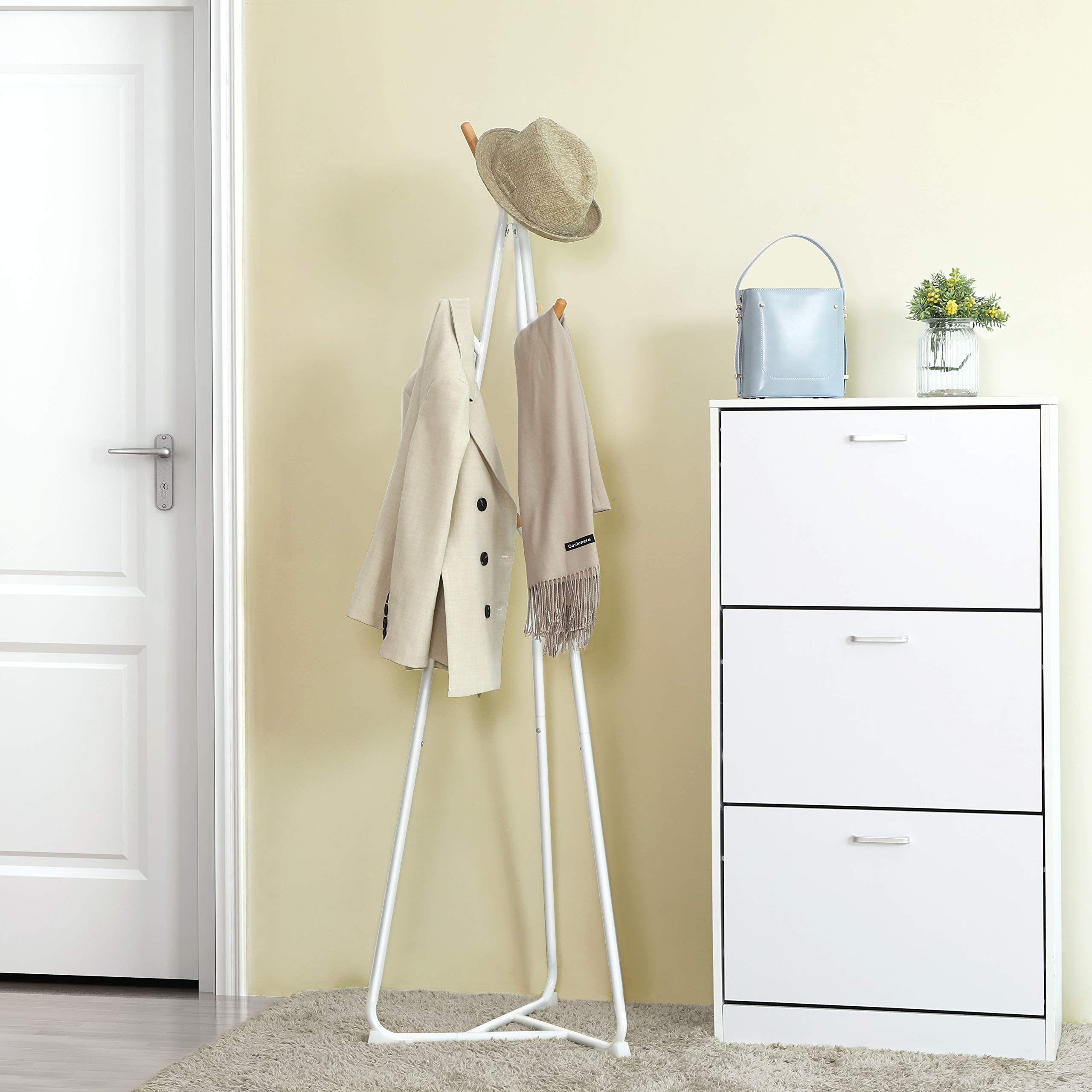 Songmics RCR15WY appendiabiti ad albero bianco 9 ganci legno
