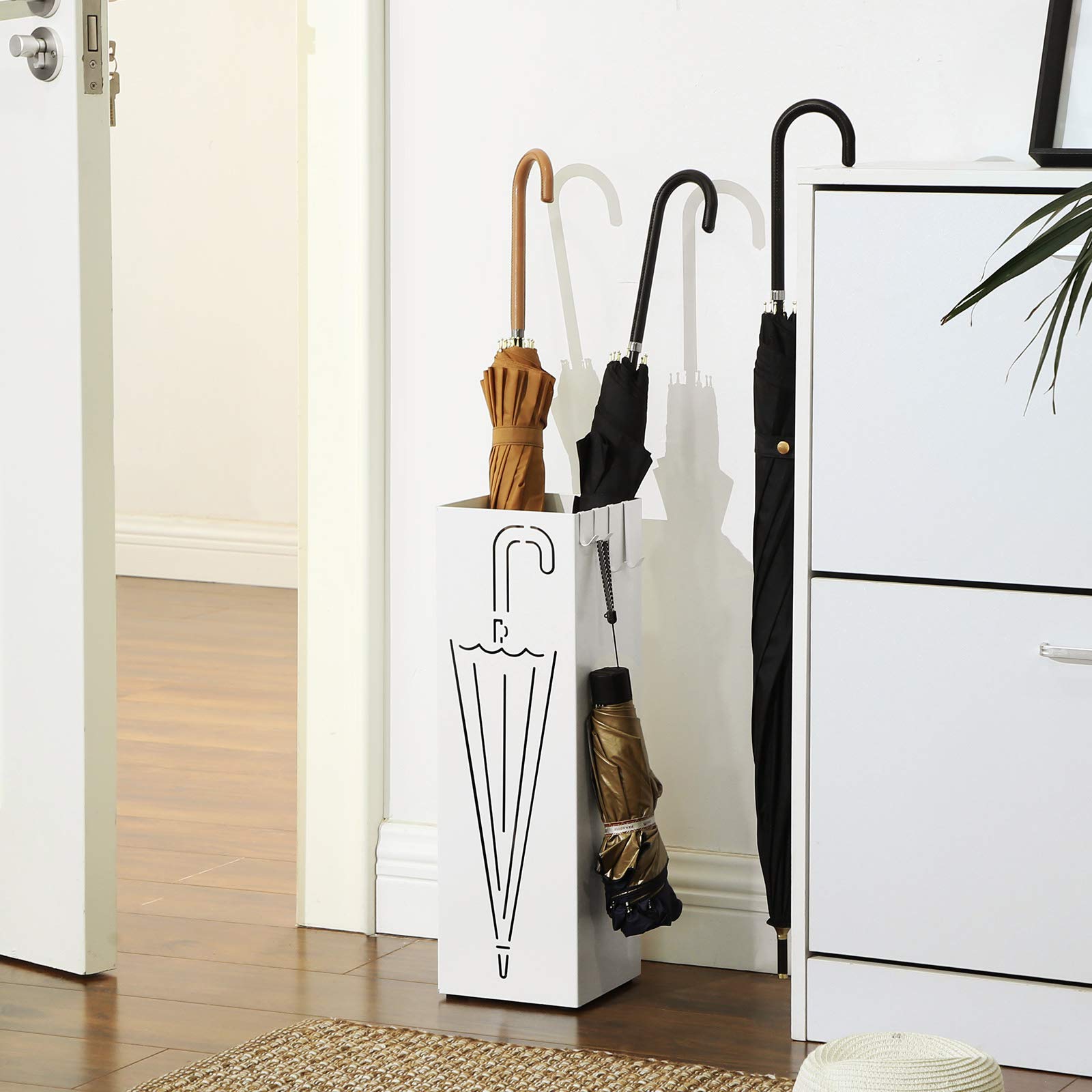 SONGMICS LUC01W portaombrelli bianco 15,5x15,5x49 cm metallo