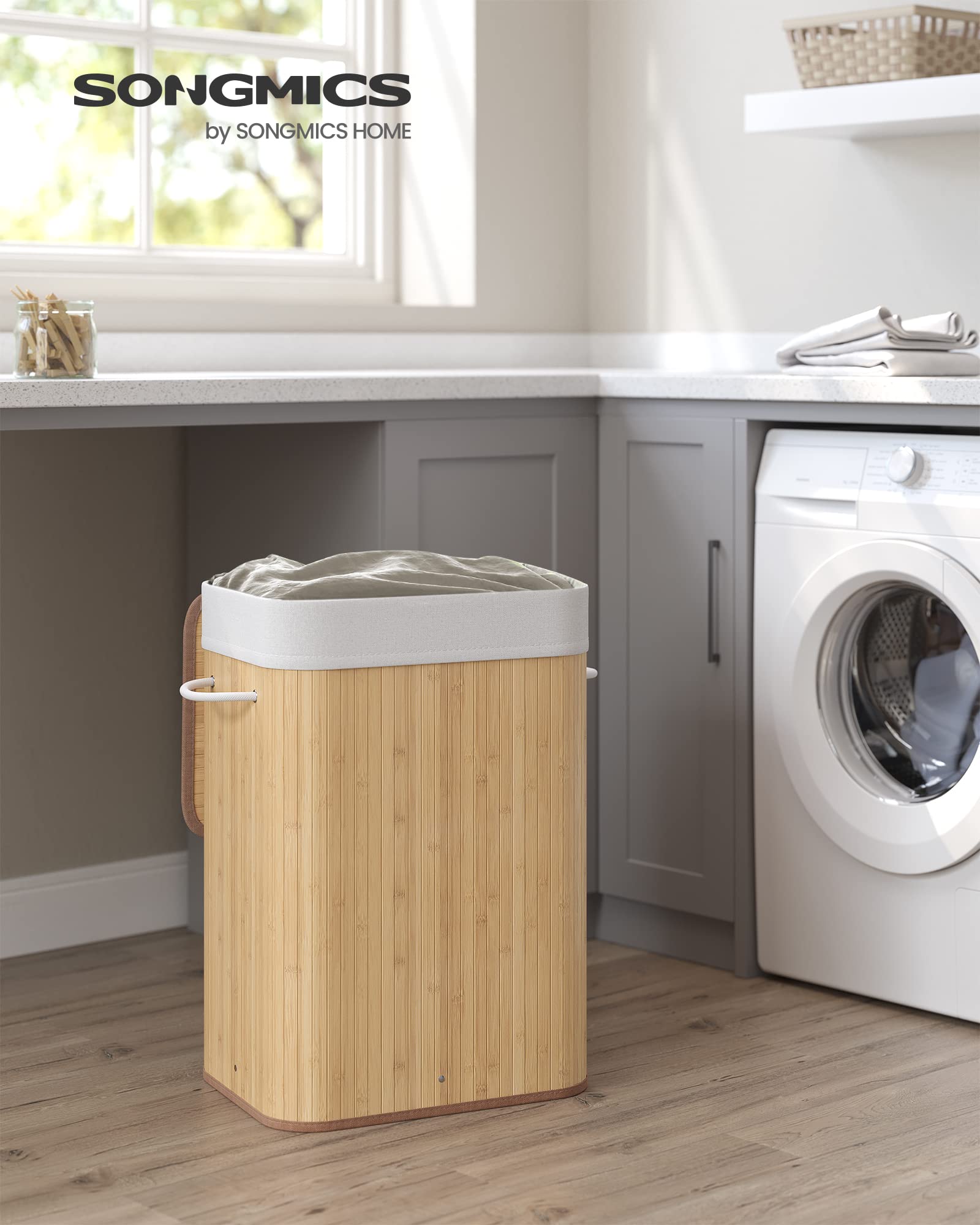 Songmics LCB10Y cesta portabiancheria 72L naturale bambù