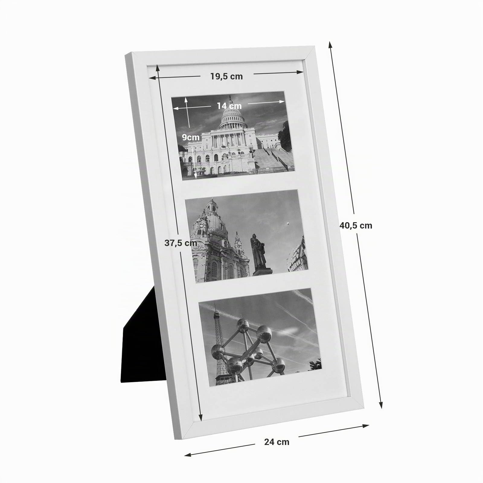 Songmics RPF006W01 Cornice Portafoto Bianco 3 Foto 10x15 Vetro