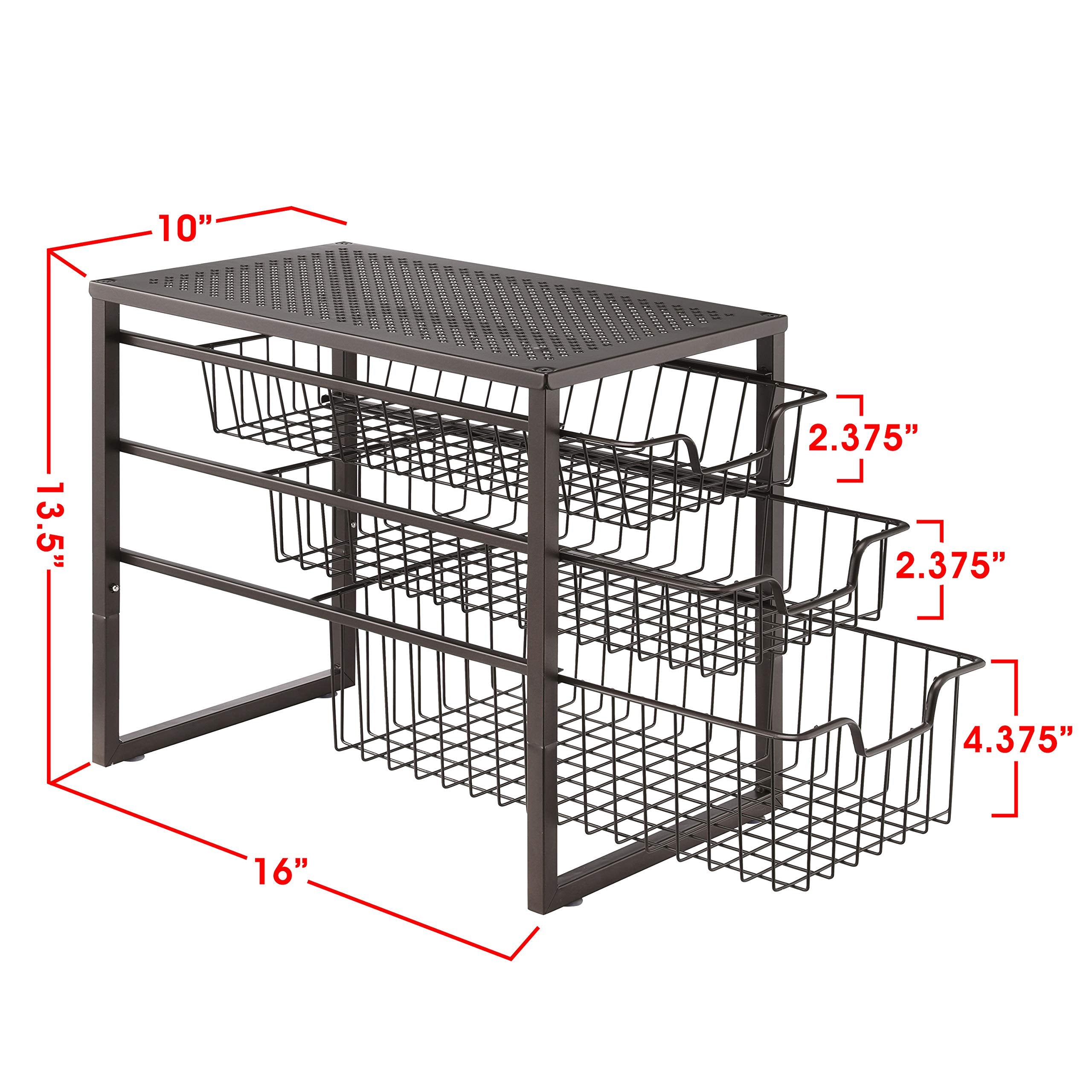 Simple Trending 3-Tier organizer sottolavello bronzo 2 cassetti