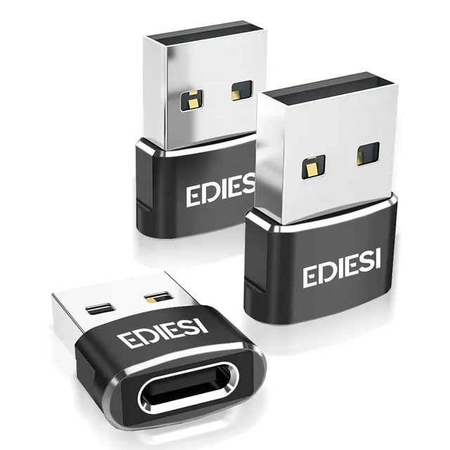 Ediesi adattatore USB-C USB-A nero pack 3 ricarica rapida