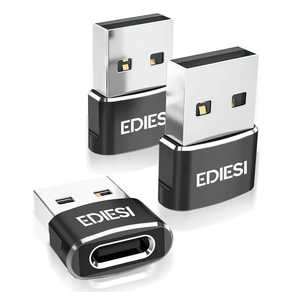 Ediesi adattatore USB-C USB-A nero pack 3 ricarica rapida