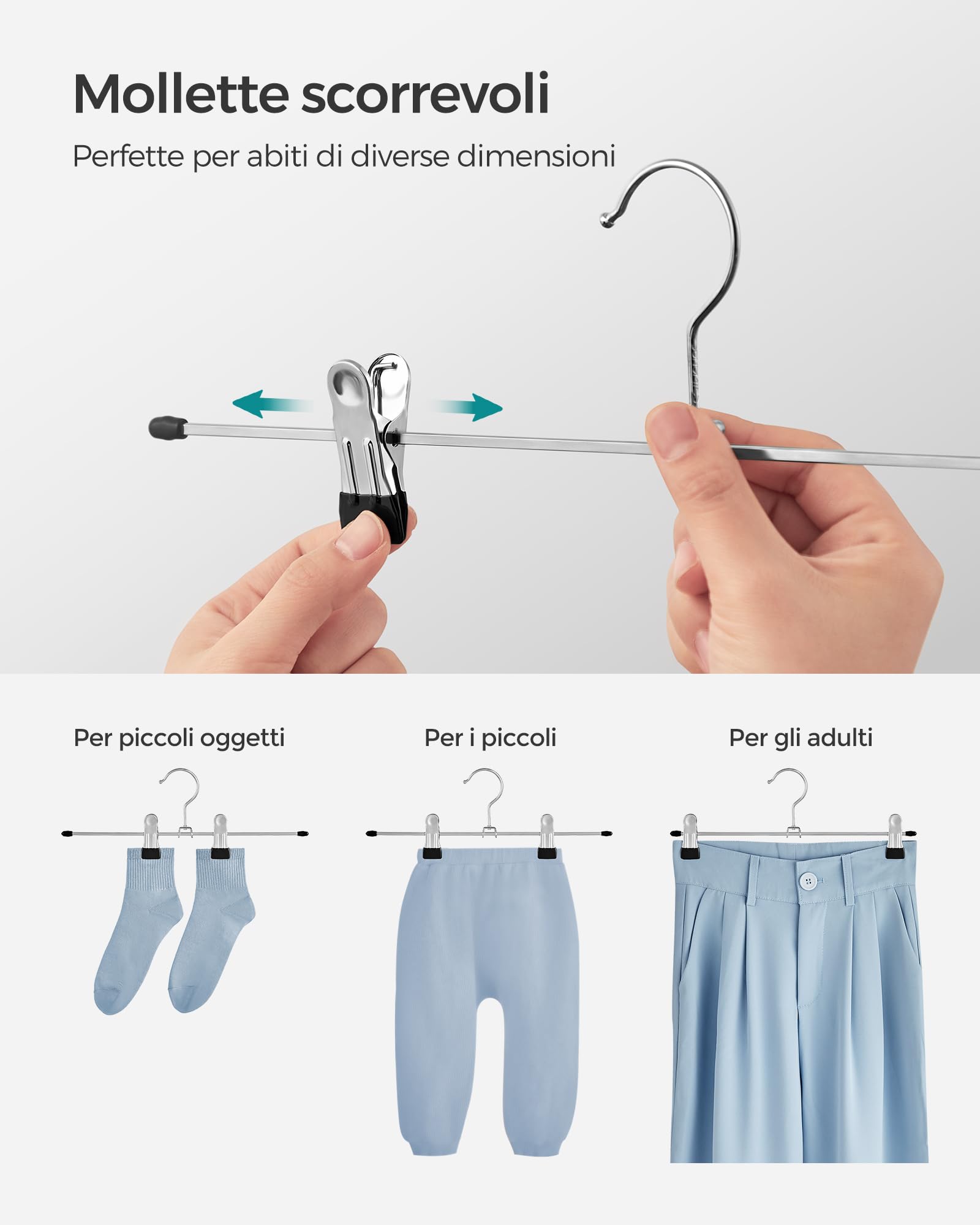 Songmics CRI003E10 Set 20 Grucce Pantaloni Metallo 40 cm Pinze