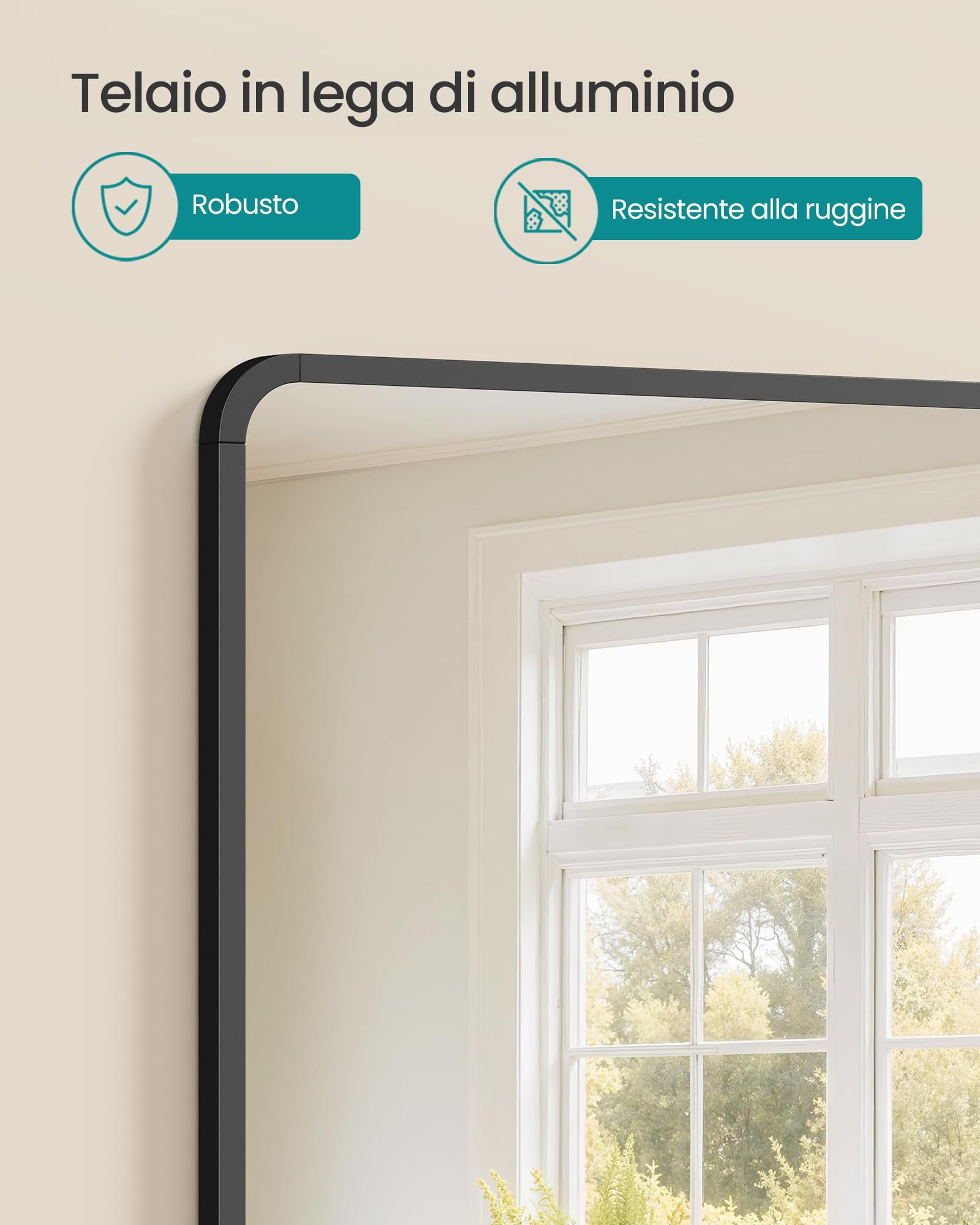 Songmics LWM010BD01 specchio parete 91x61 cm nero antifratura