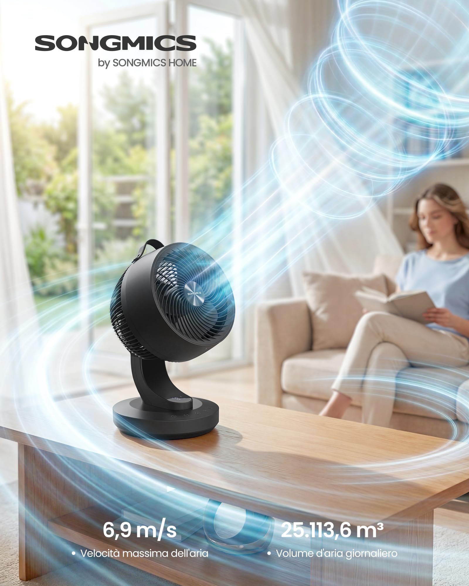 Songmics XFC001B1EU ventilatore tavolo nero inchiostro 8 velocita