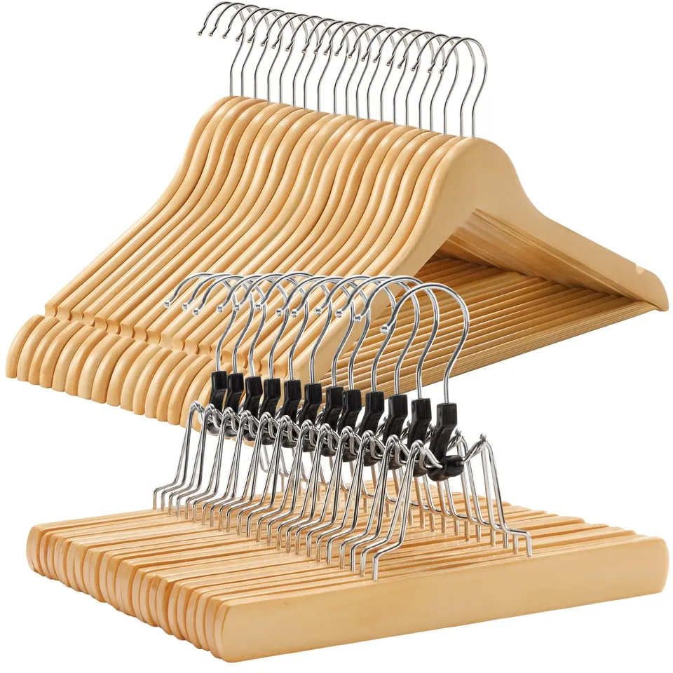 Songmics set 32 grucce in legno naturale con pinze salvaspazio