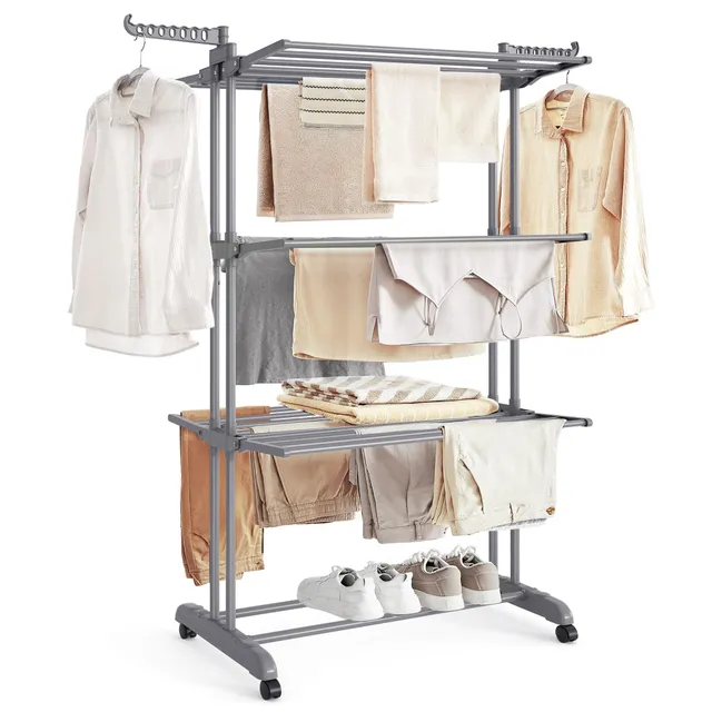 Songmics LLR701G01 stendibiancheria 4 livelli grigio con ruote