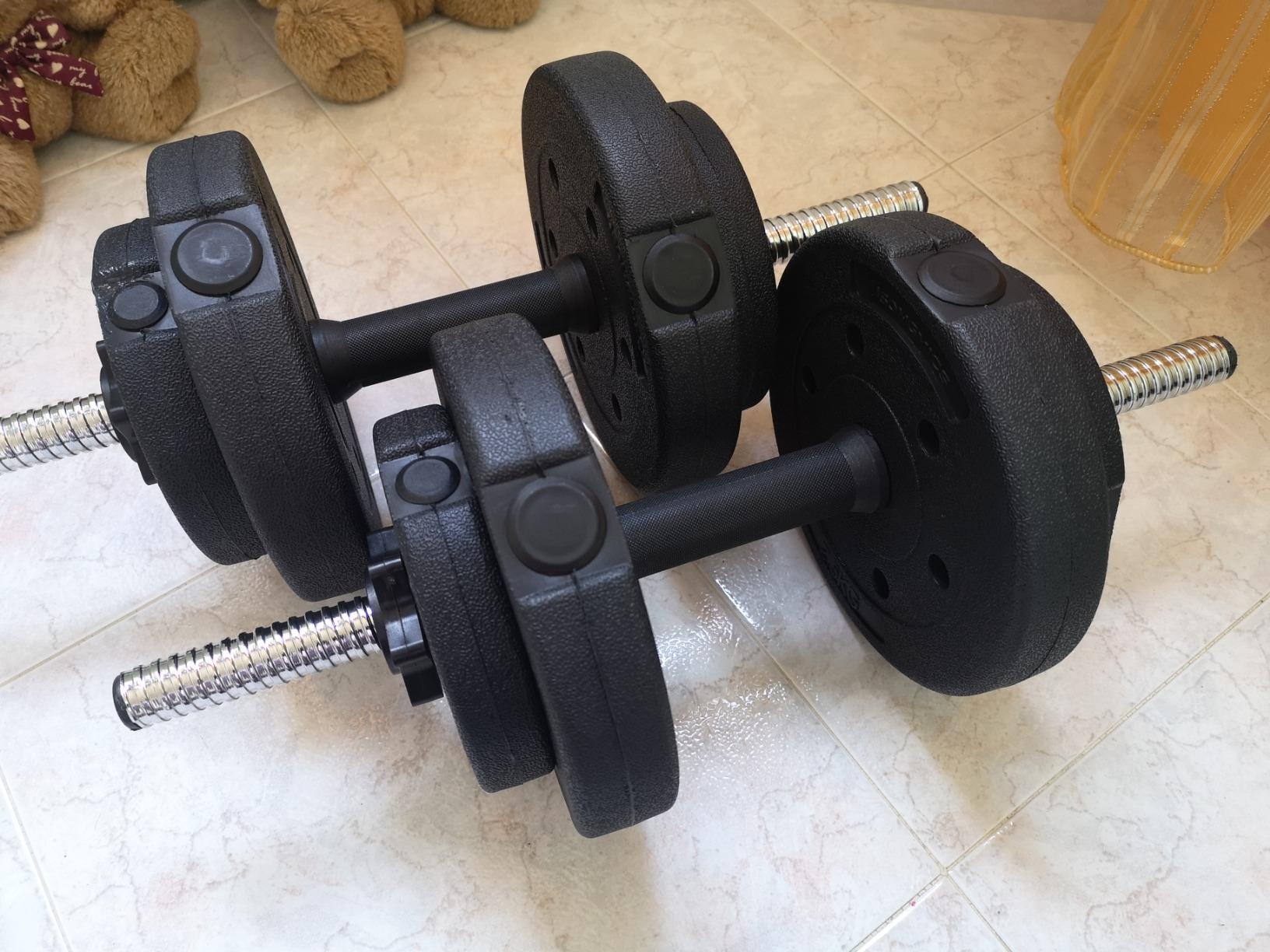 Songmics 2 in 1 Set Manubri 2 x 15 kg Nero Regolabile