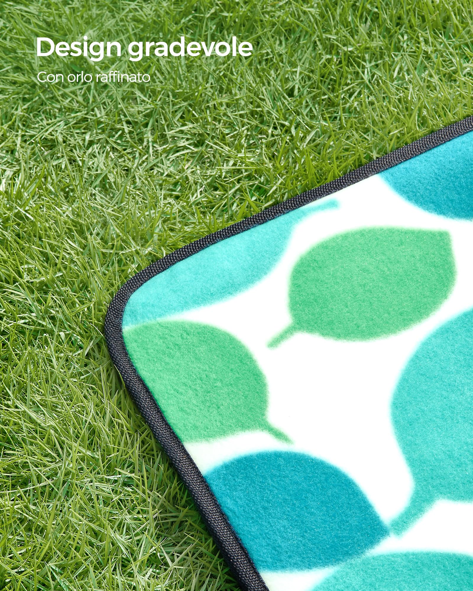 Songmics GCM78Y coperta picnic 200x200 foglie impermeabile