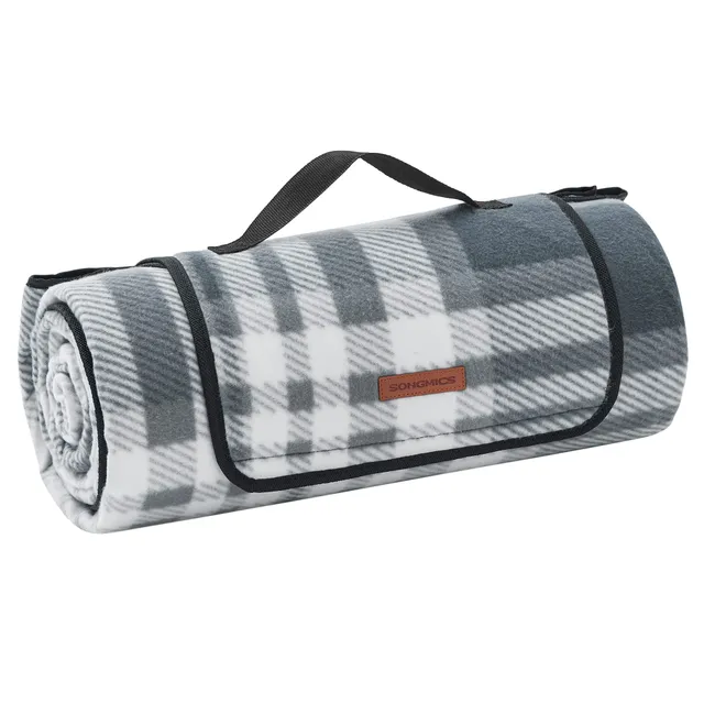 Songmics GCM61GW Coperta Picnic 195x200 cm Grigio Bianco