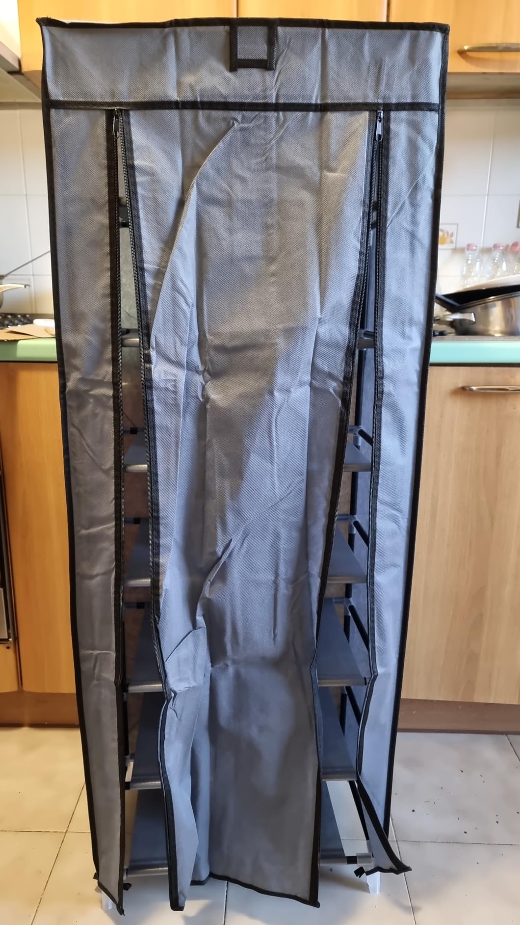 Songmics RXJ024G02 scarpiera 7 ripiani grigia con copertura antipolvere