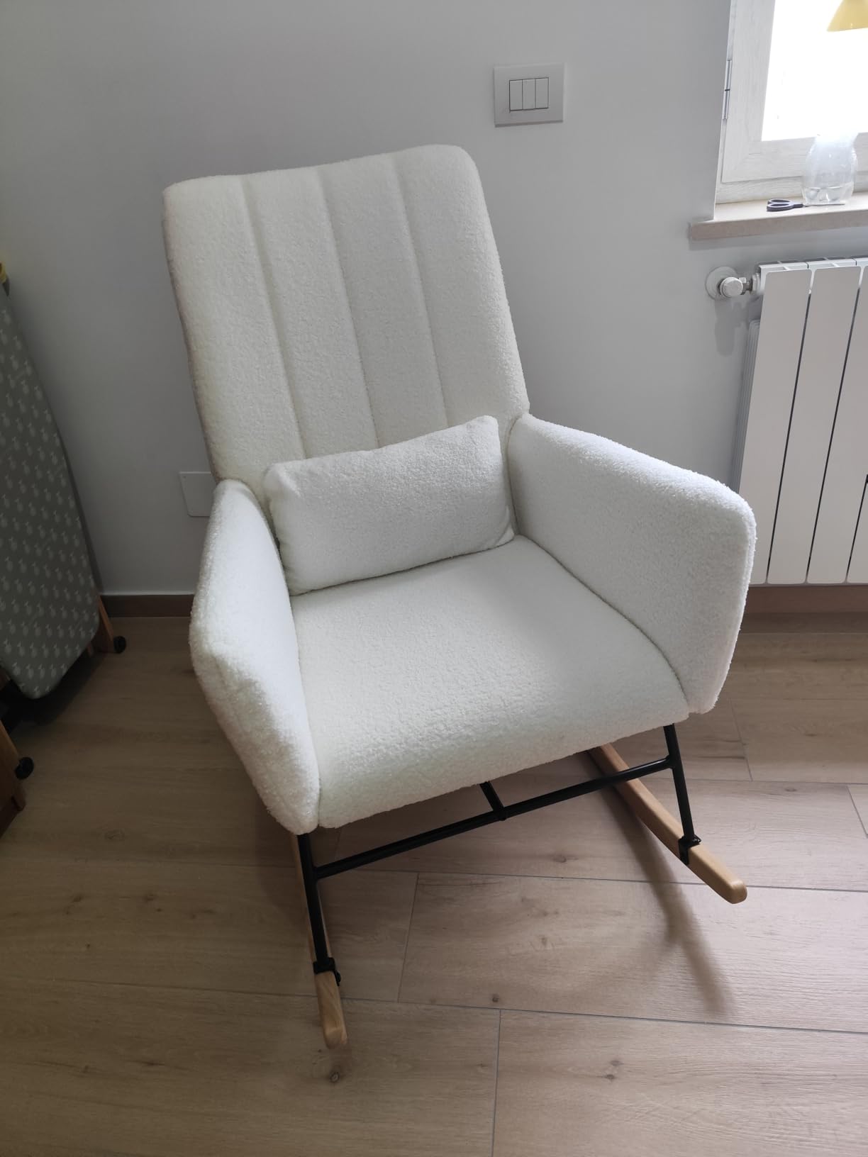 Songmics Home LYY500W01 sedia a dondolo bianco crema peluche