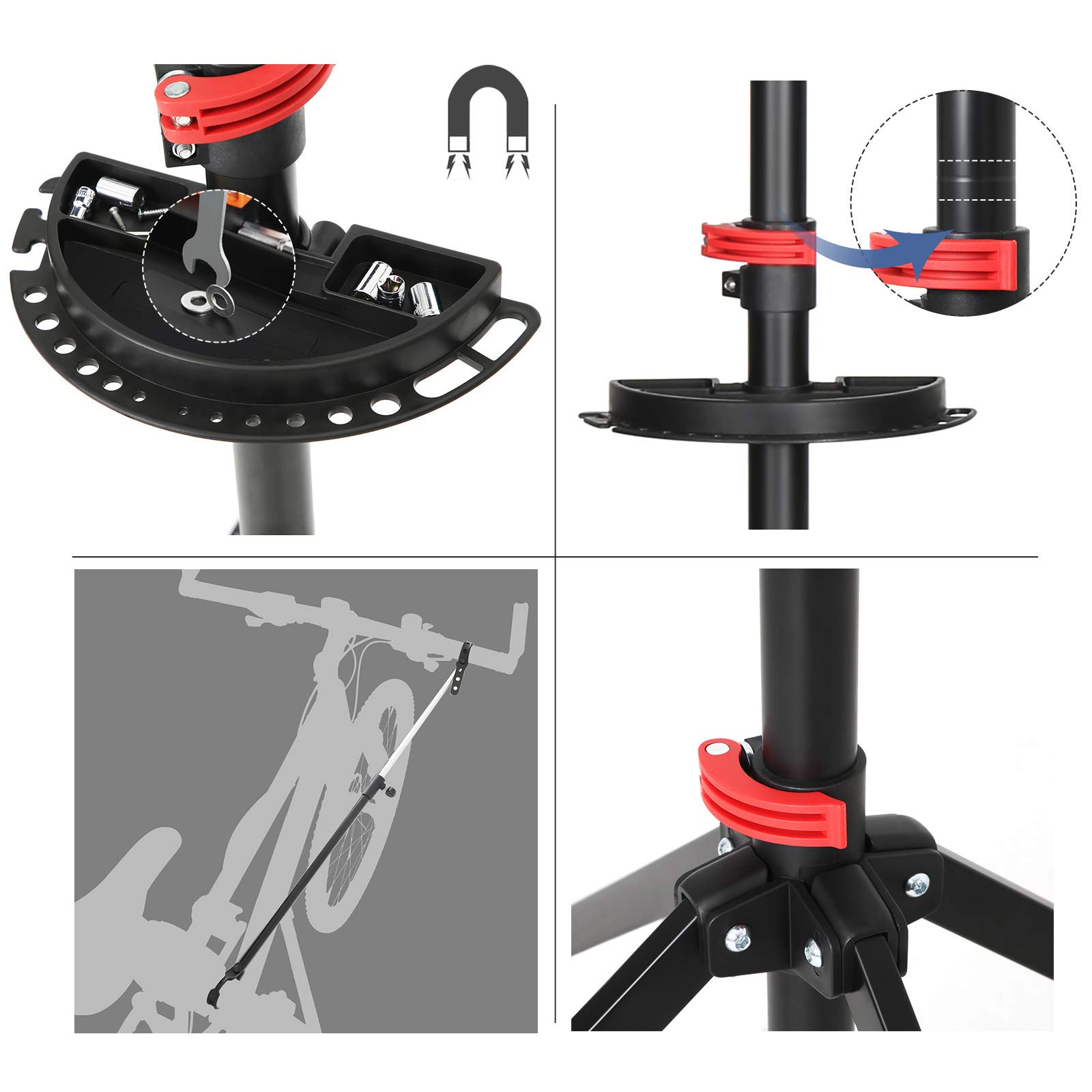 Songmics SBR06B Cavalletto Bici Riparazione con Vassoio