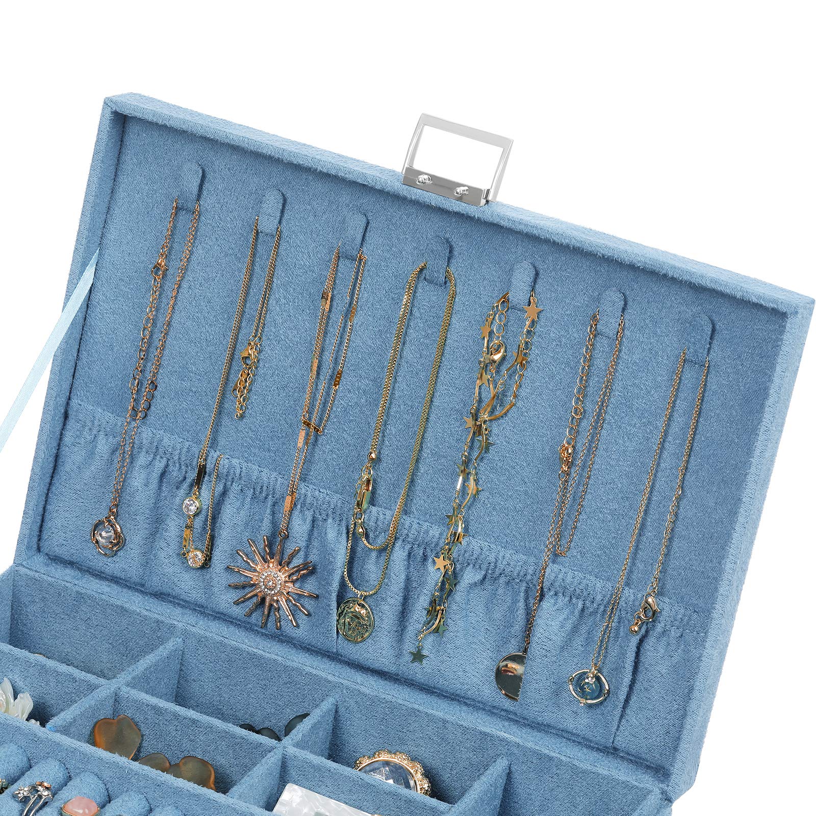 Songmics JBC156Q01 Scatola Portagioie Blu Chiaro con Chiave