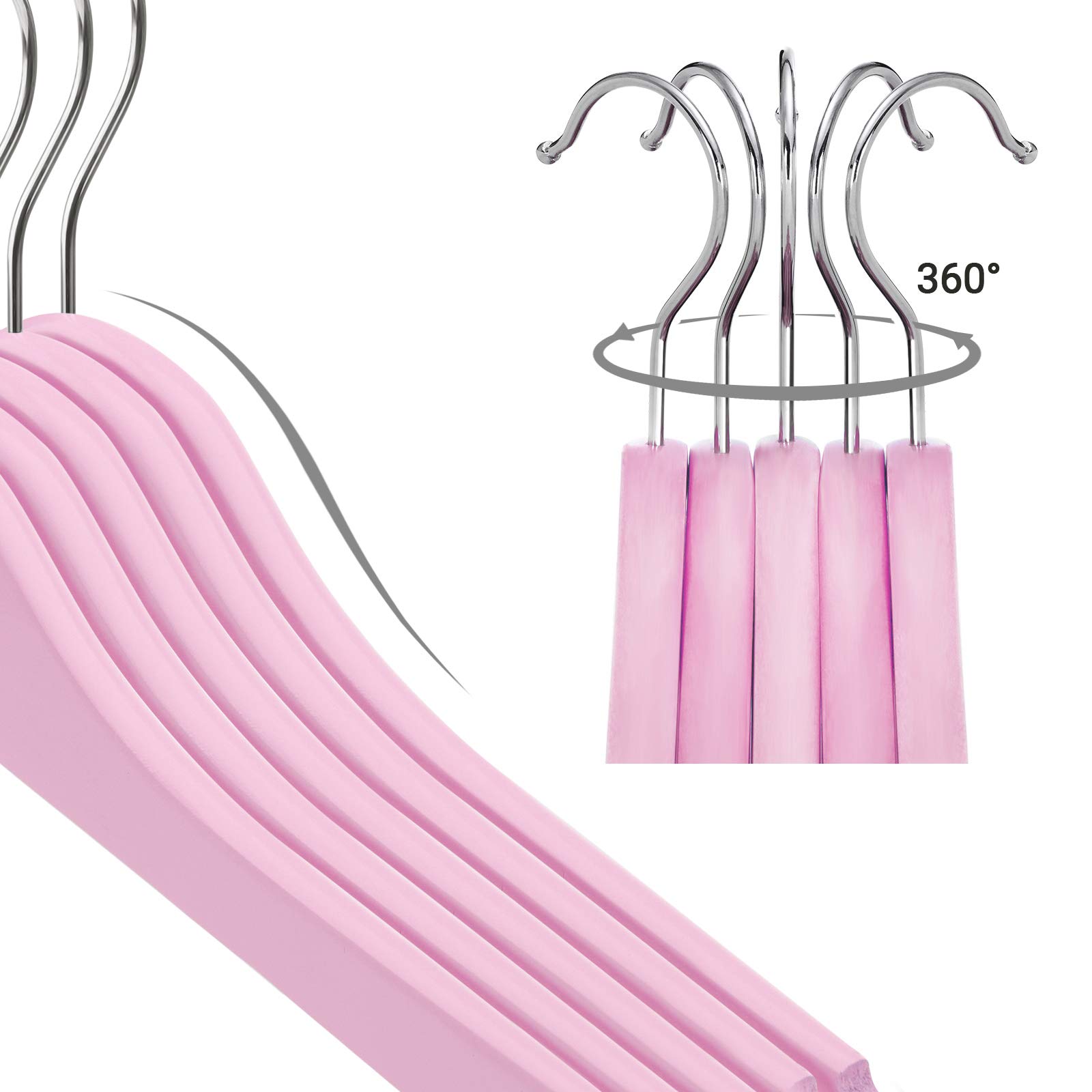 Songmics CRW001PK20 Grucce Legno 20 Pezzi Rosa Antiscivolo