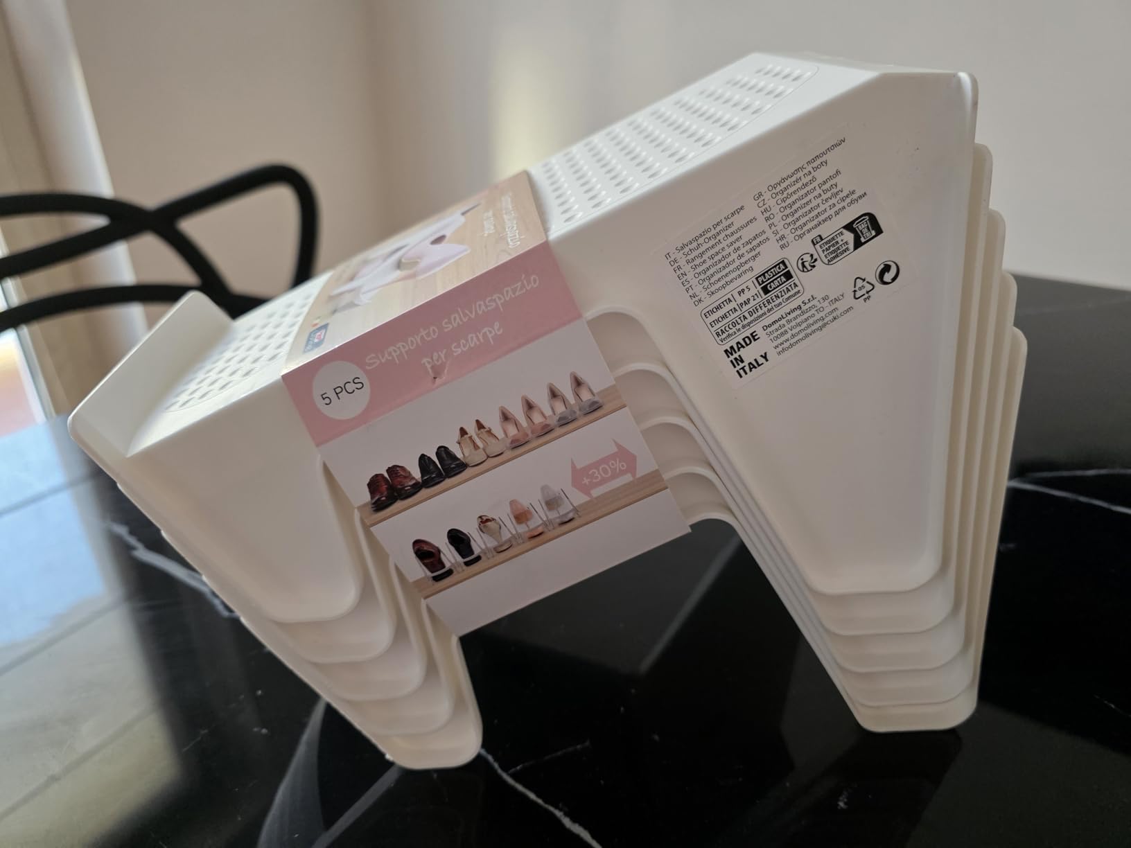 DOMO PAK Living Set 5 Step portascarpe bianco 5 pezzi salvaspazio