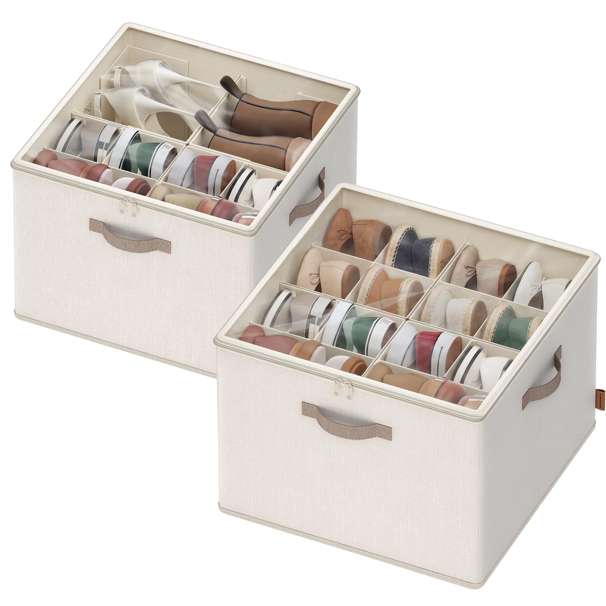 Songmics LSP621LH01 organizer scarpe 16 paia beige cappuccino