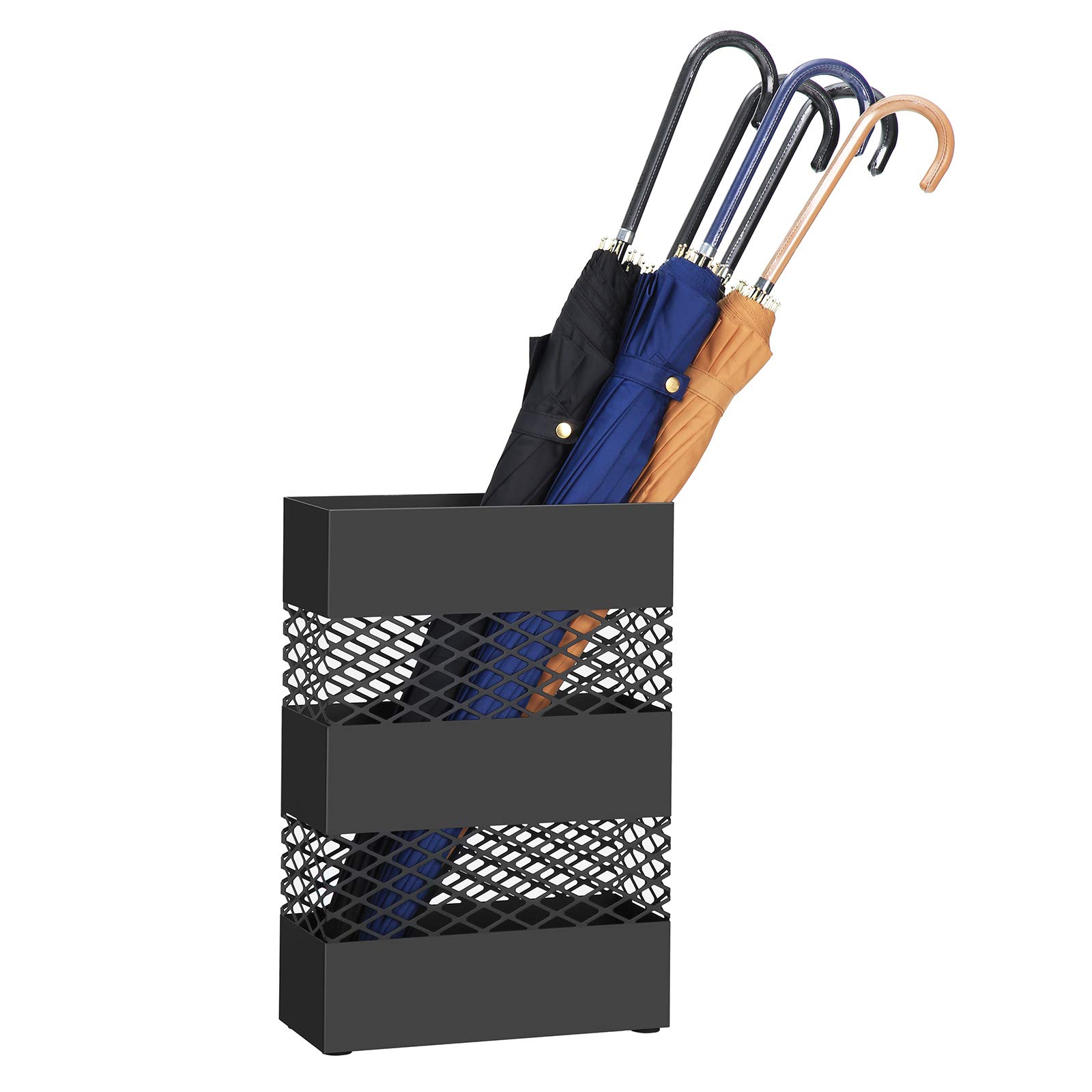 Songmics LUC02BK portaombrelli metallo nero 28x12x41 cm