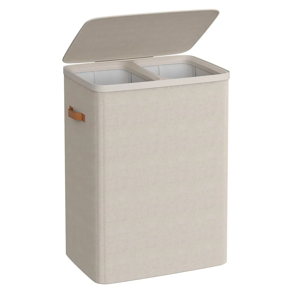 Songmics LCB813L01 cesto portabiancheria 170L beige 2 scomparti