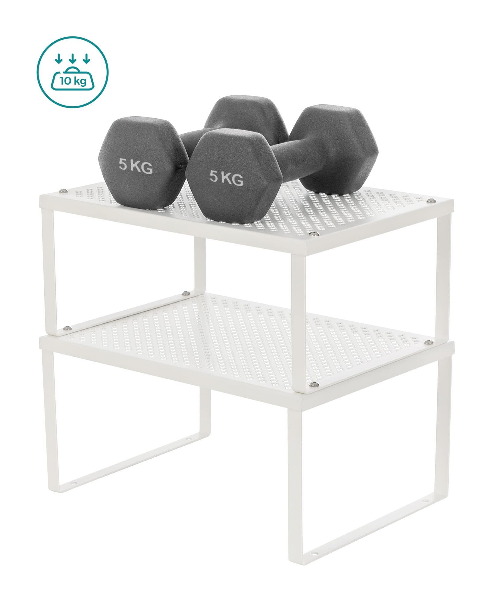 Songmics Scaffale Cucina Metallo Bianco Set 2 Pezzi Portaspezie 10kg