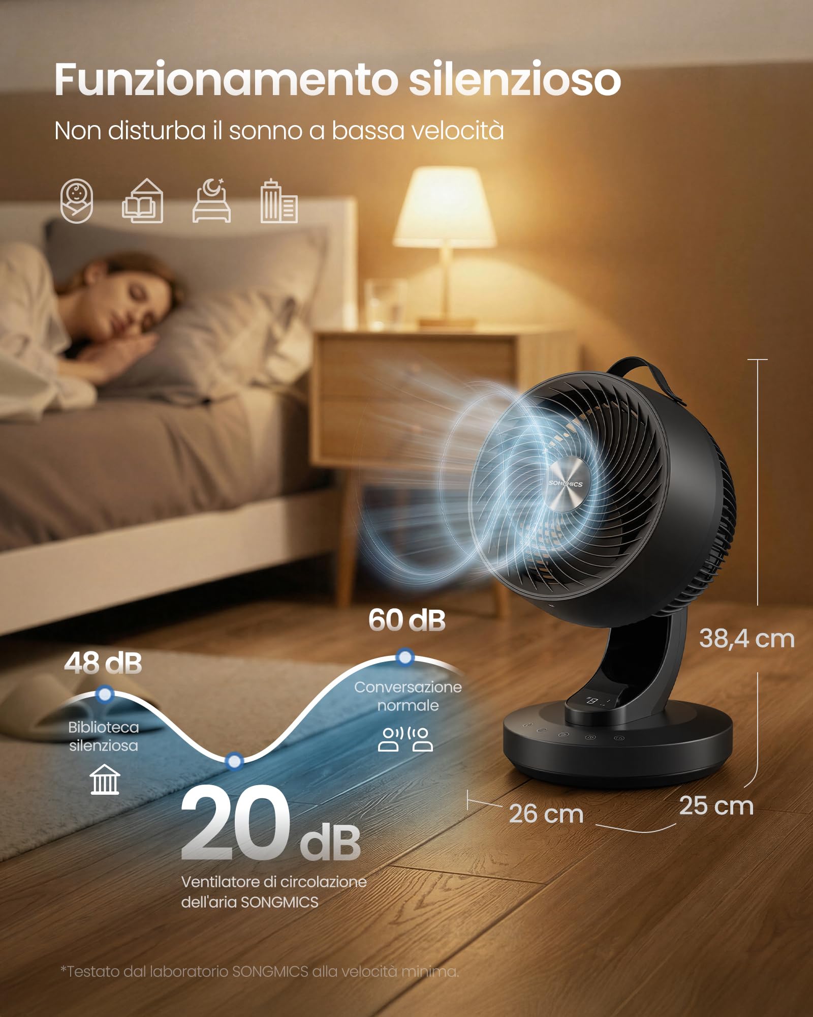 Songmics XFC001B1EU ventilatore tavolo nero inchiostro 8 velocita