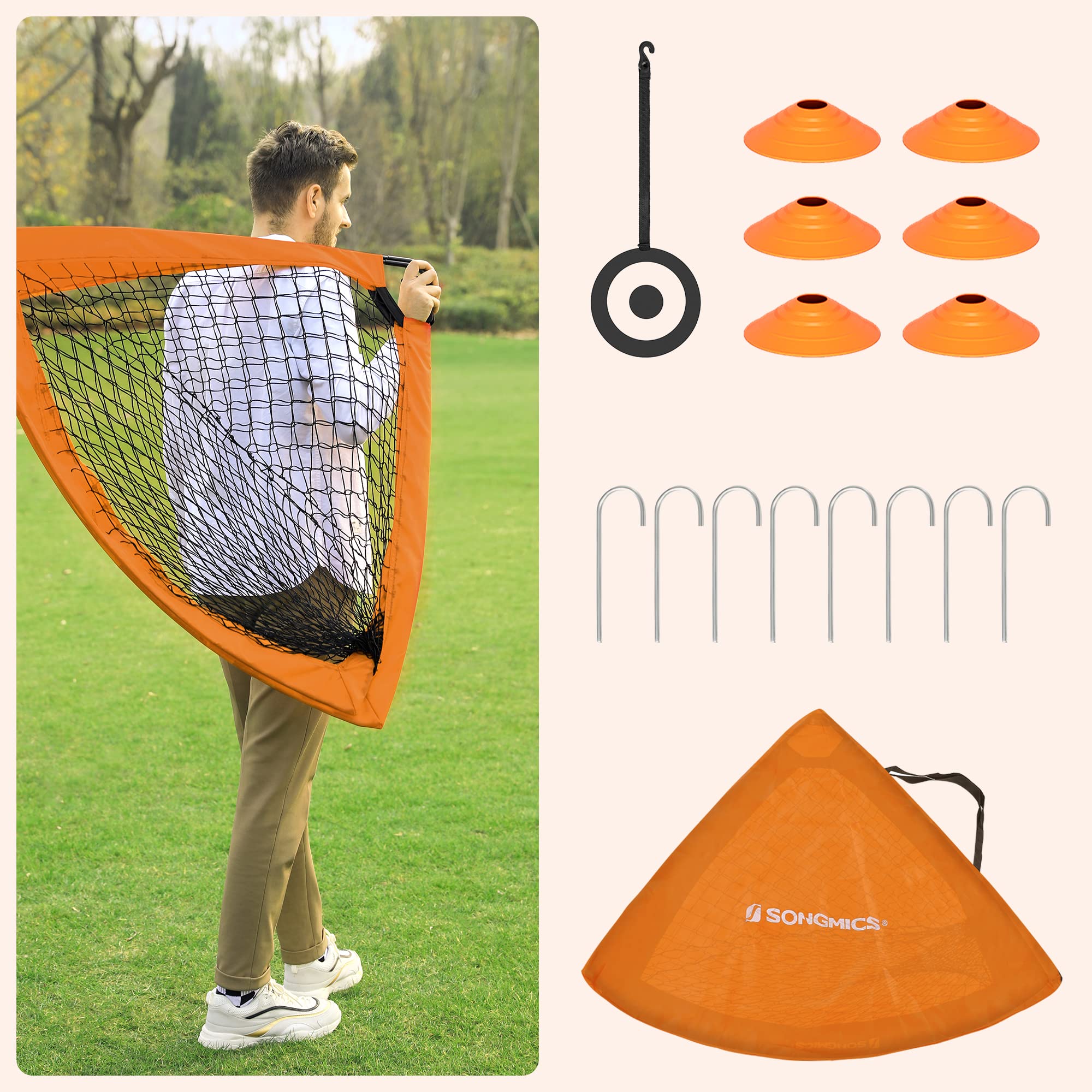 Songmics SZQ422 Porta Calcio Bambini Set 2 Arancione 120 cm
