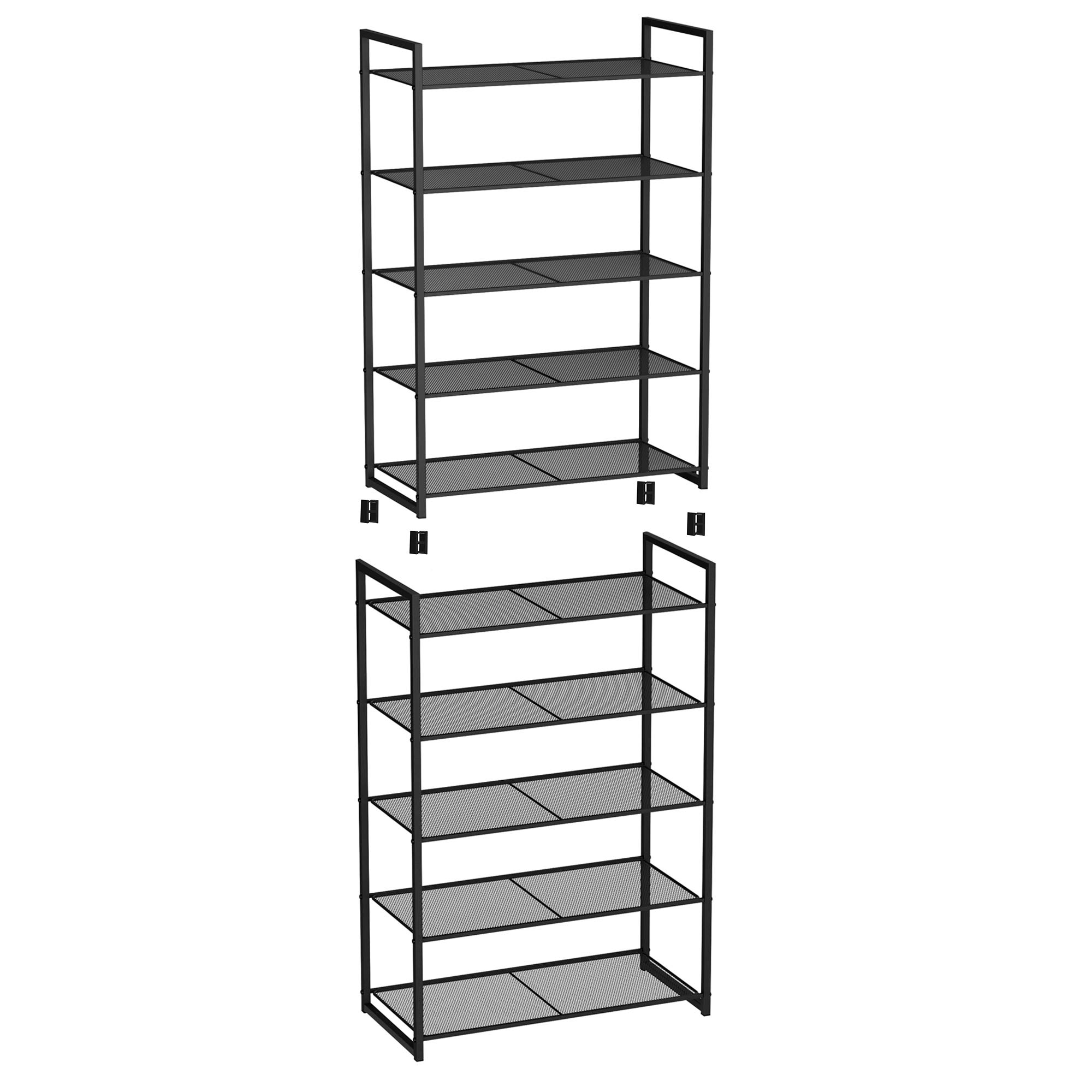 Songmics LMR085B01 Scarpiera 5 Ripiani Nera Impilabile