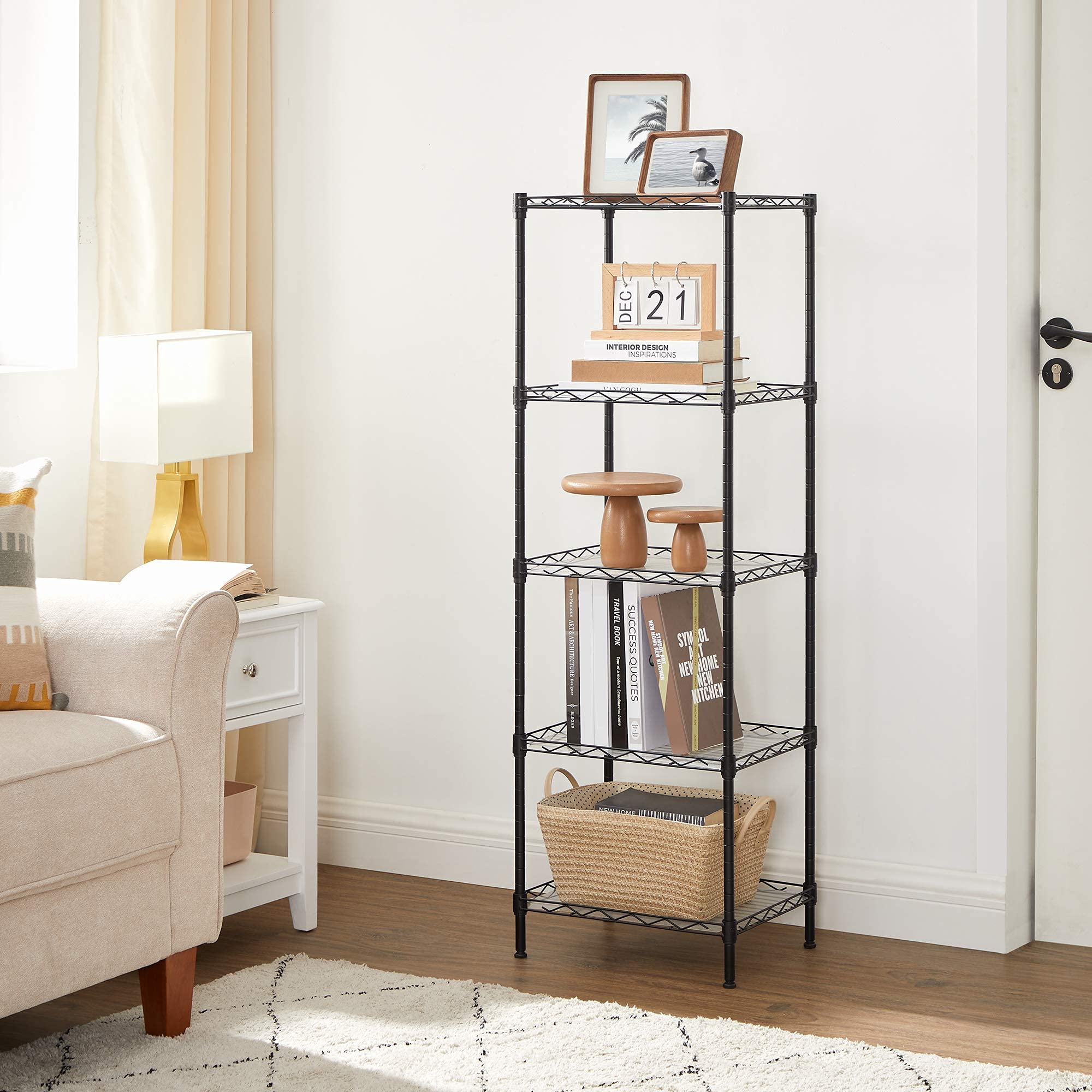 Songmics LGR115B01 scaffale cucina nero 5 ripiani