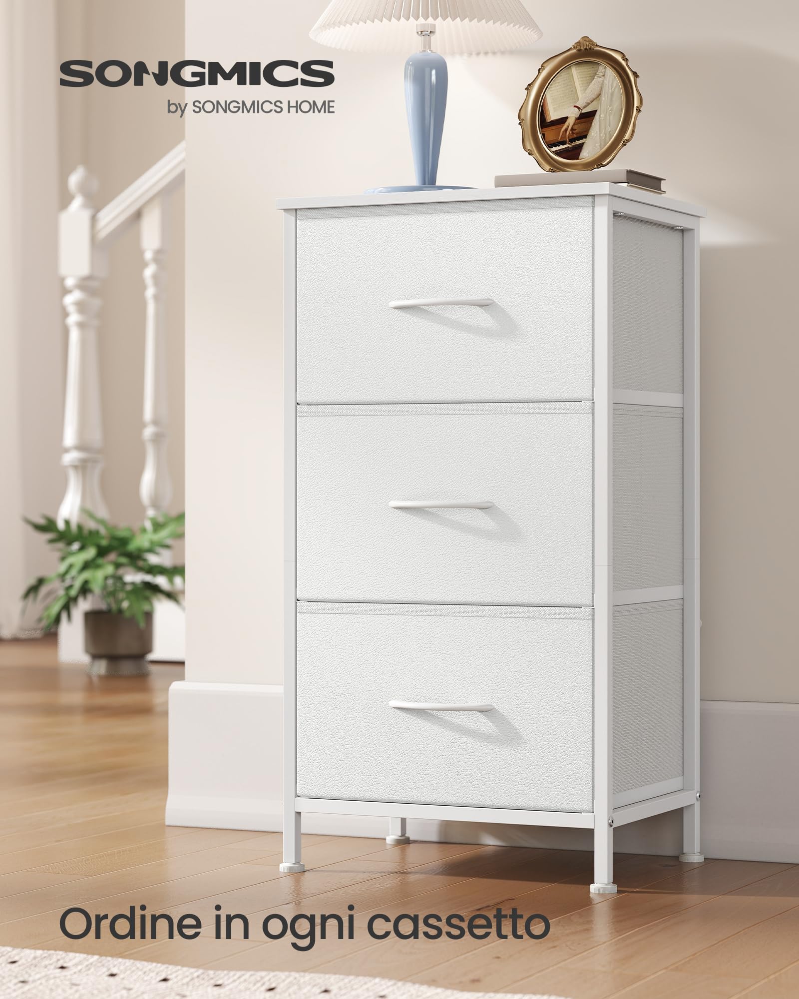 Songmics Bellah LGS313 cassettiera 3 cassetti bianco nuvola