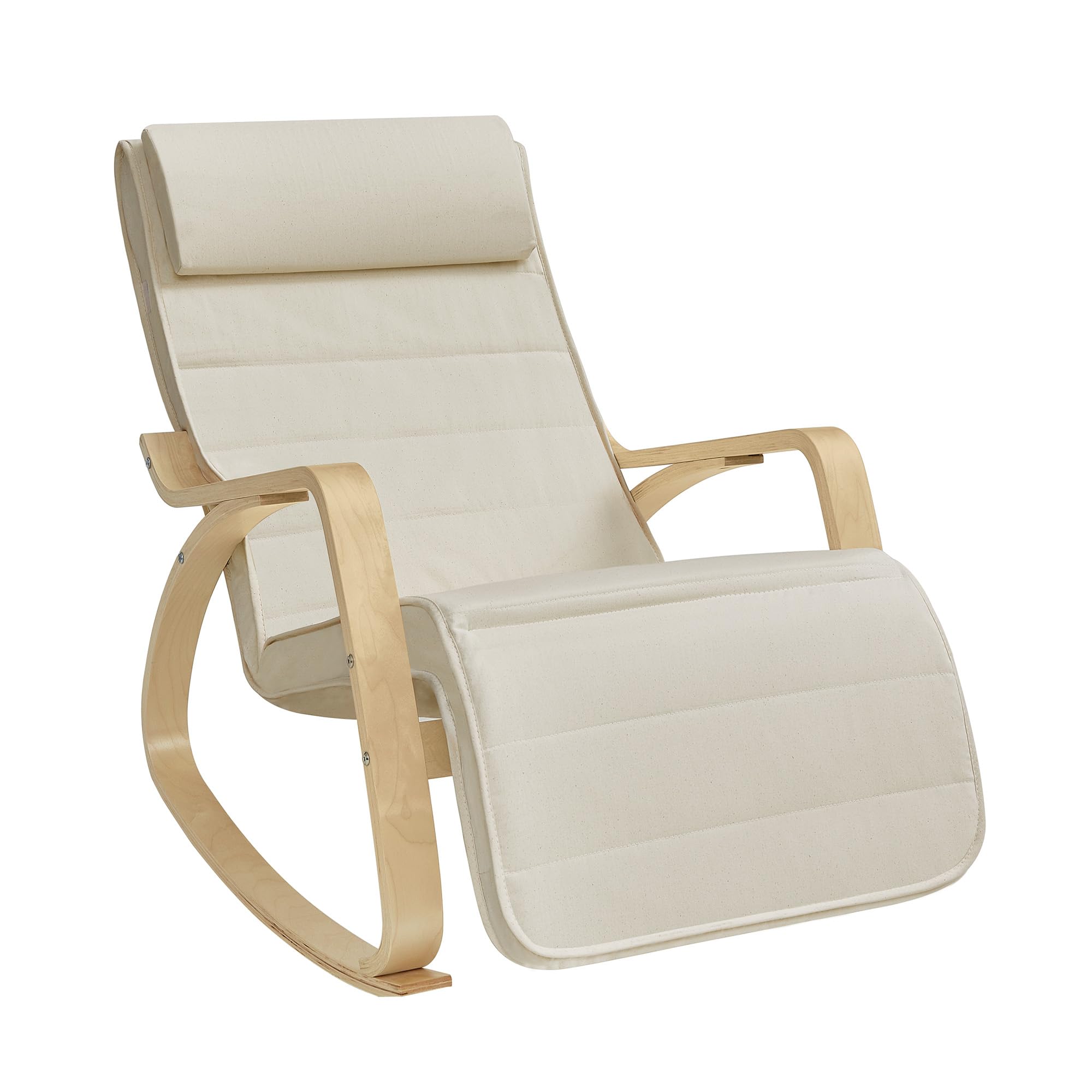 Songmics LYY10M sedia a dondolo beige 150 kg legno betulla