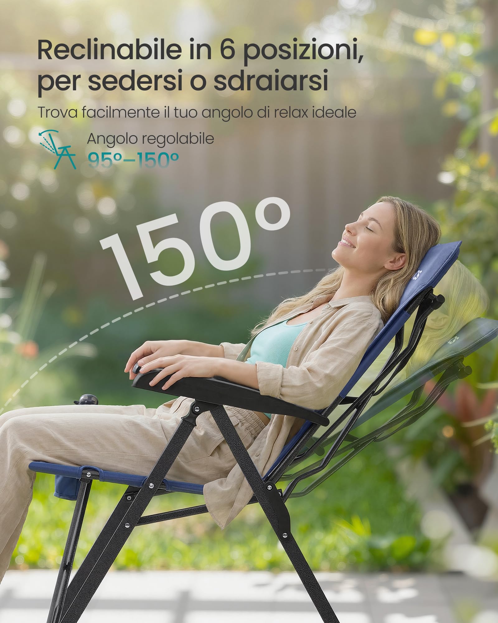Songmics GCB015QZ01 sedie da campeggio reclinabili blu set 2 pezzi