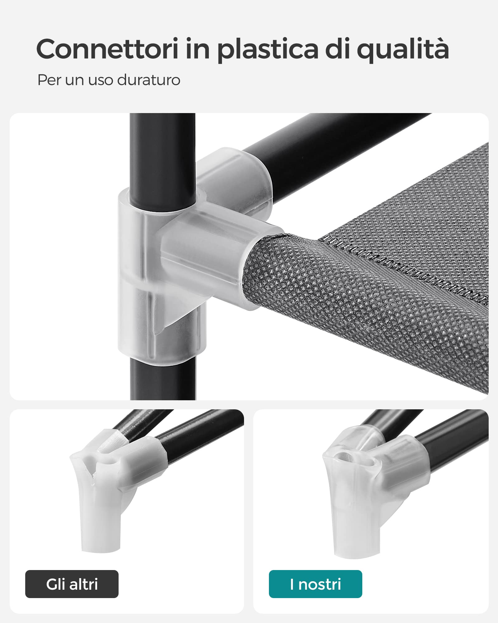 Songmics RYG008G02 armadio tessuto 2 colonne grigio 127 cm