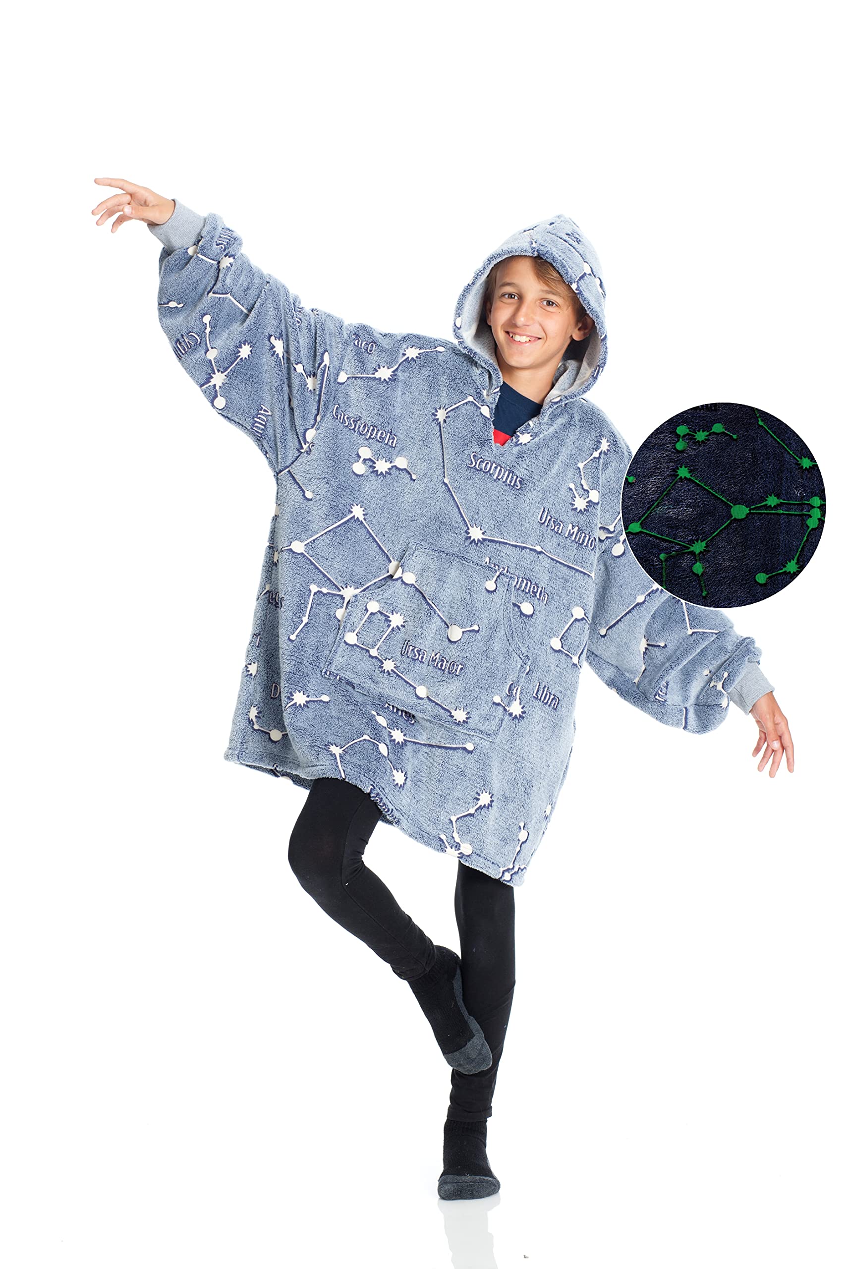 Kanguru Kangurone Fluffi Coperta Indossabile Blu Felpone