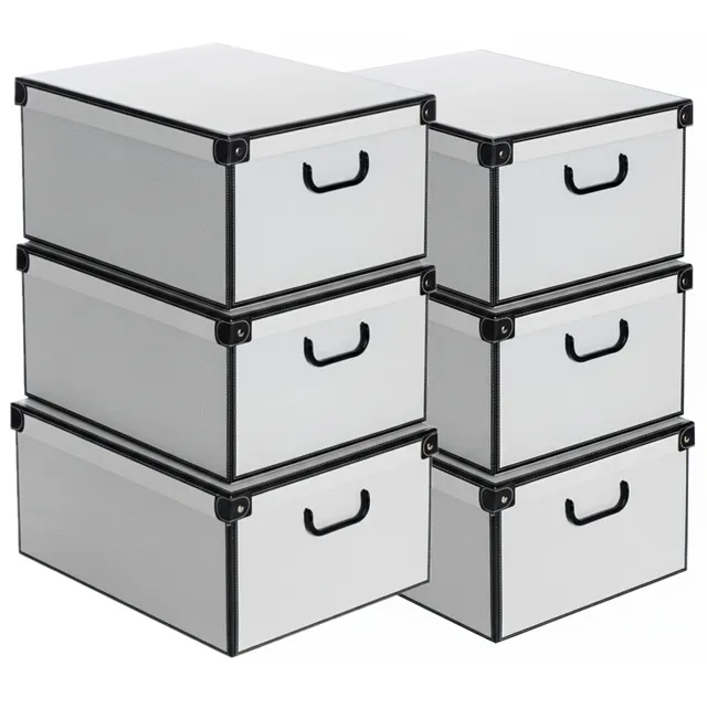 Lavatelli Set 6 Scatole Armadio 39x50x24 cm Muschio Bianco Cartone