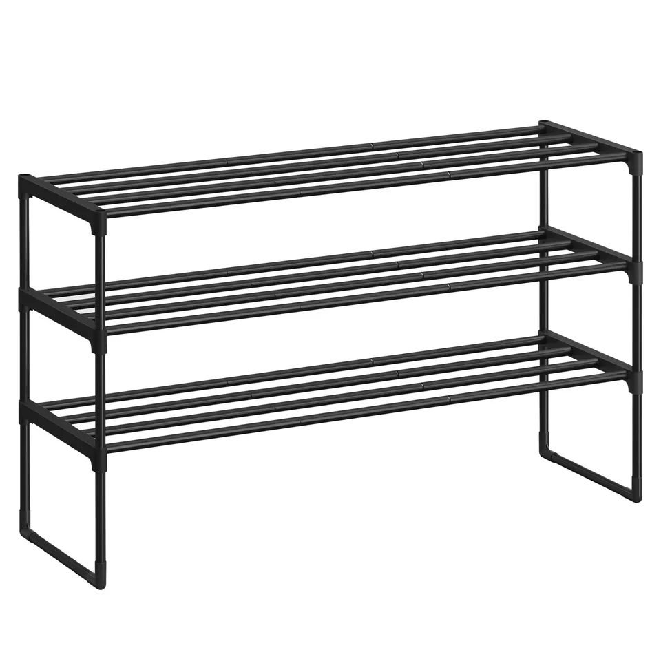 Songmics LSA303B02 scarpiera metallo nero 3 ripiani 16-20 paia