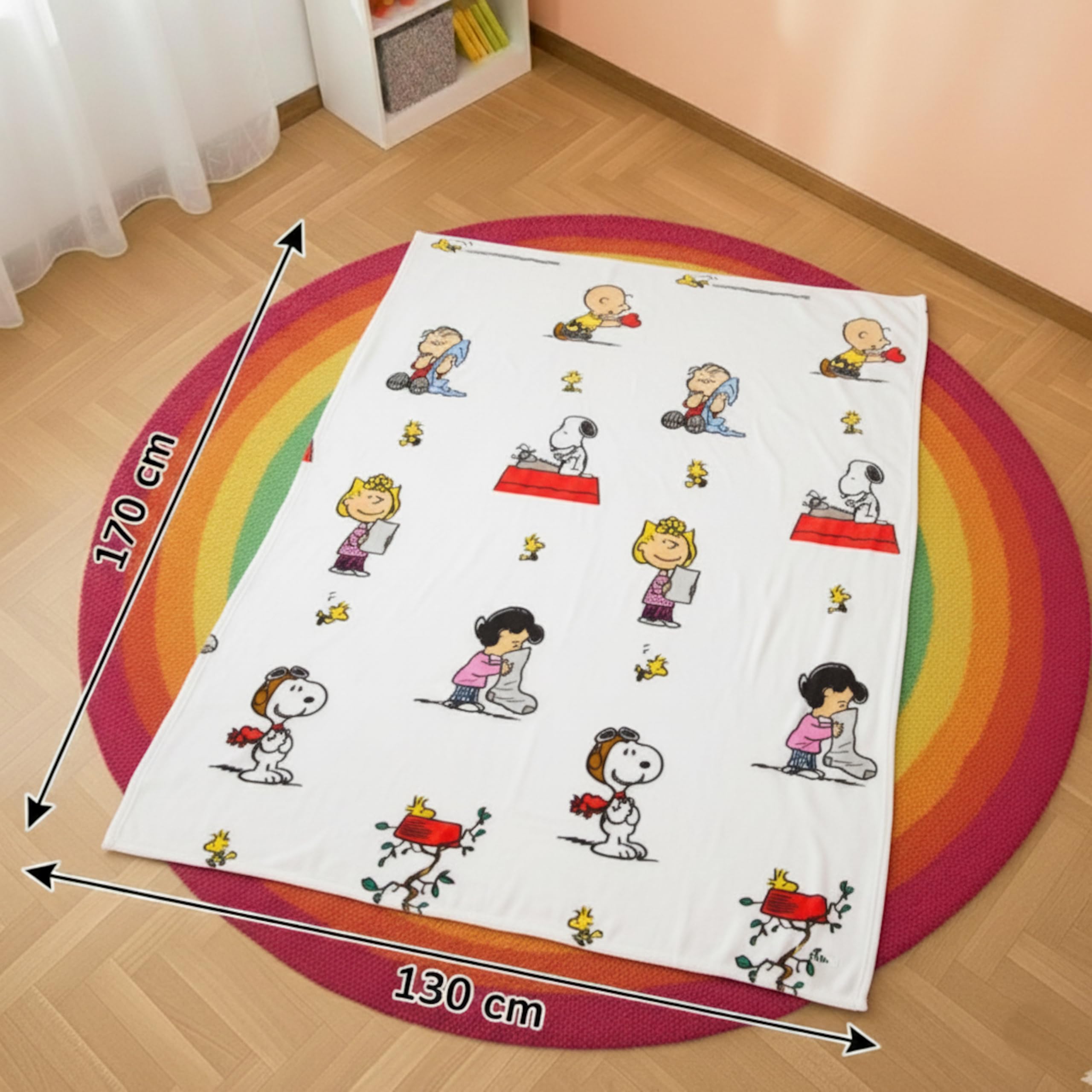 Kanguru Soffice Snoopy plaid in pile bianco 130x170 cm