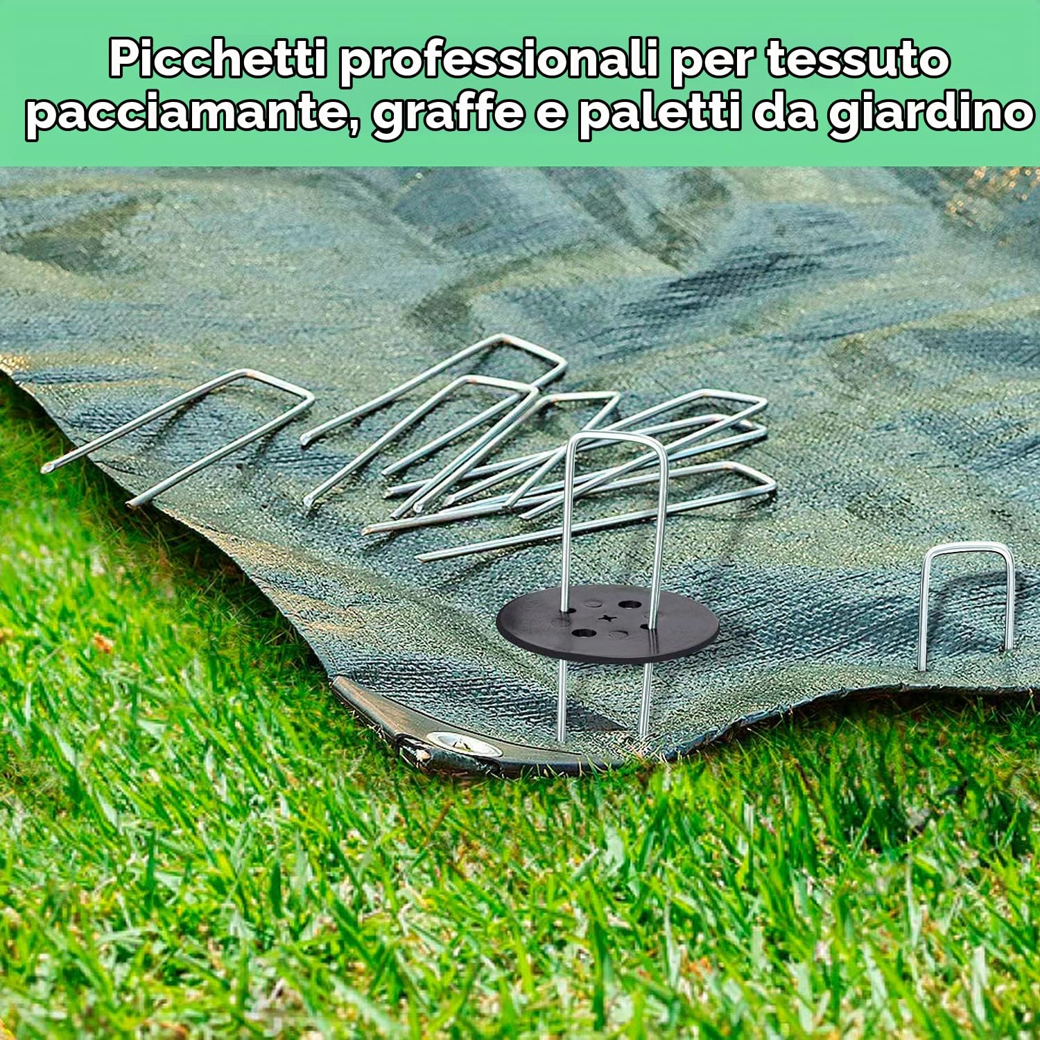 Ediesi picchetti giardino a U acciaio 50 pezzi 15 cm antiruggine
