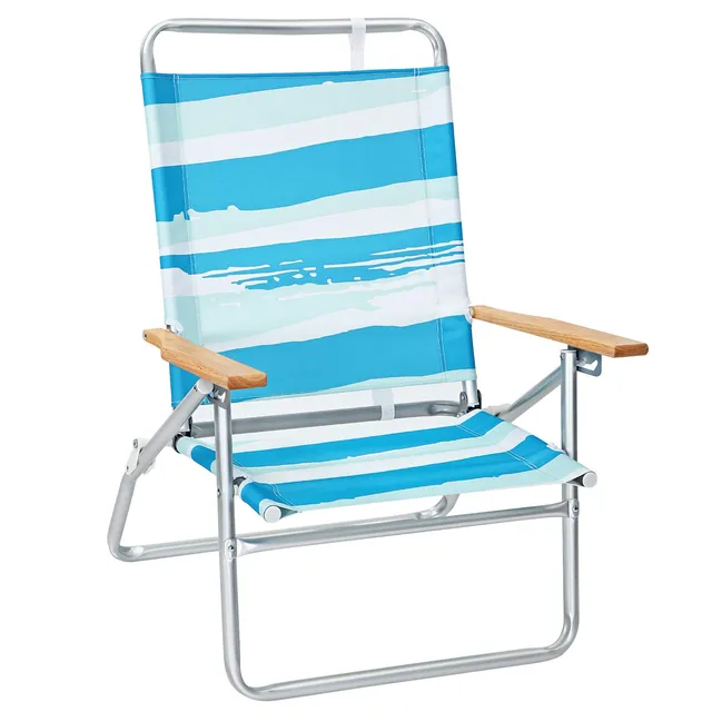 SONGMICS GCB66UW Sedia da Spiaggia a Righe Blu Verde Bianco