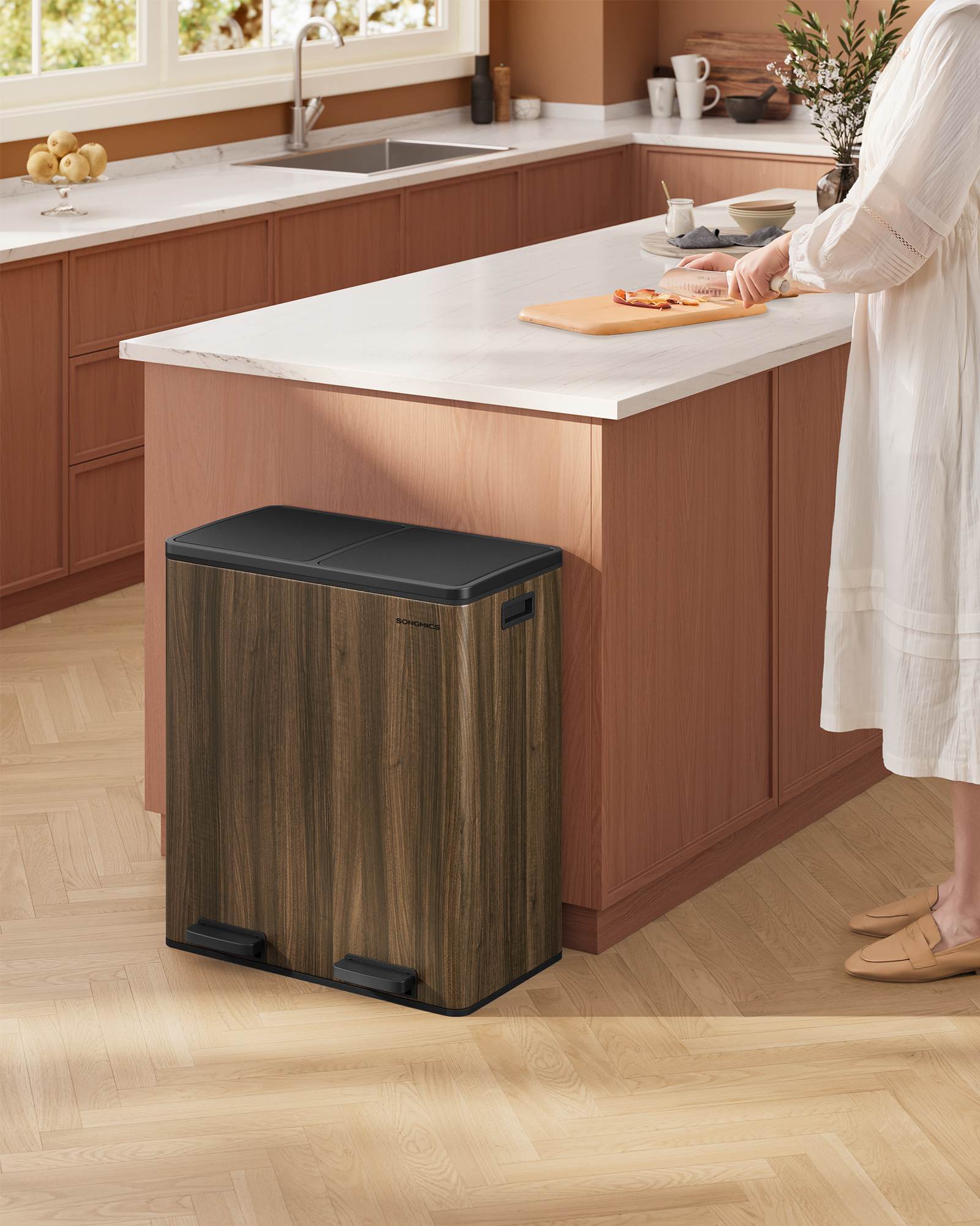 Songmics ULTB60NL Pattumiera Doppia 60L Argento